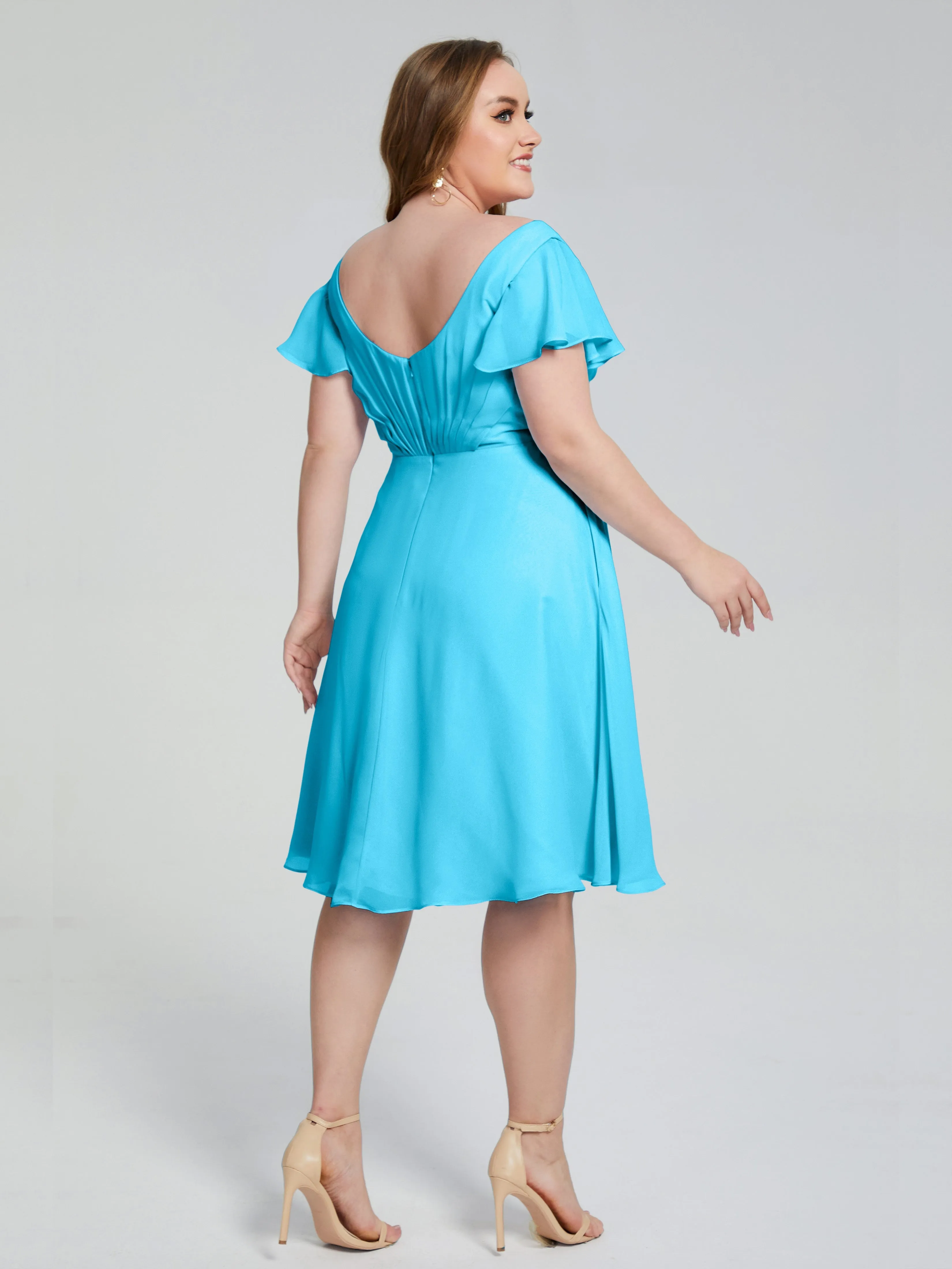 Alina V-Neck Knee-Length Short Sleeves Mother of the Bride Dresses