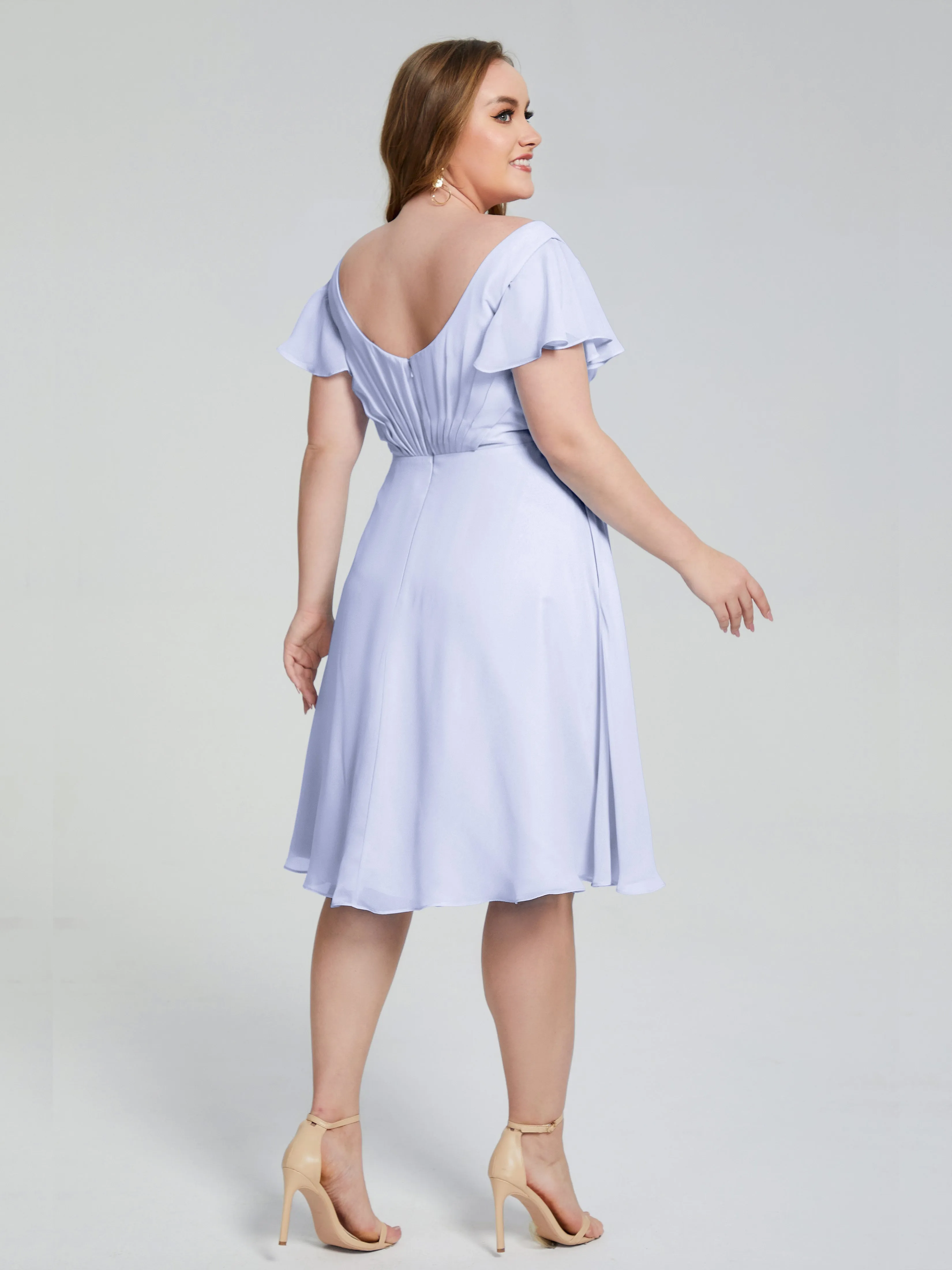 Alina V-Neck Knee-Length Short Sleeves Mother of the Bride Dresses