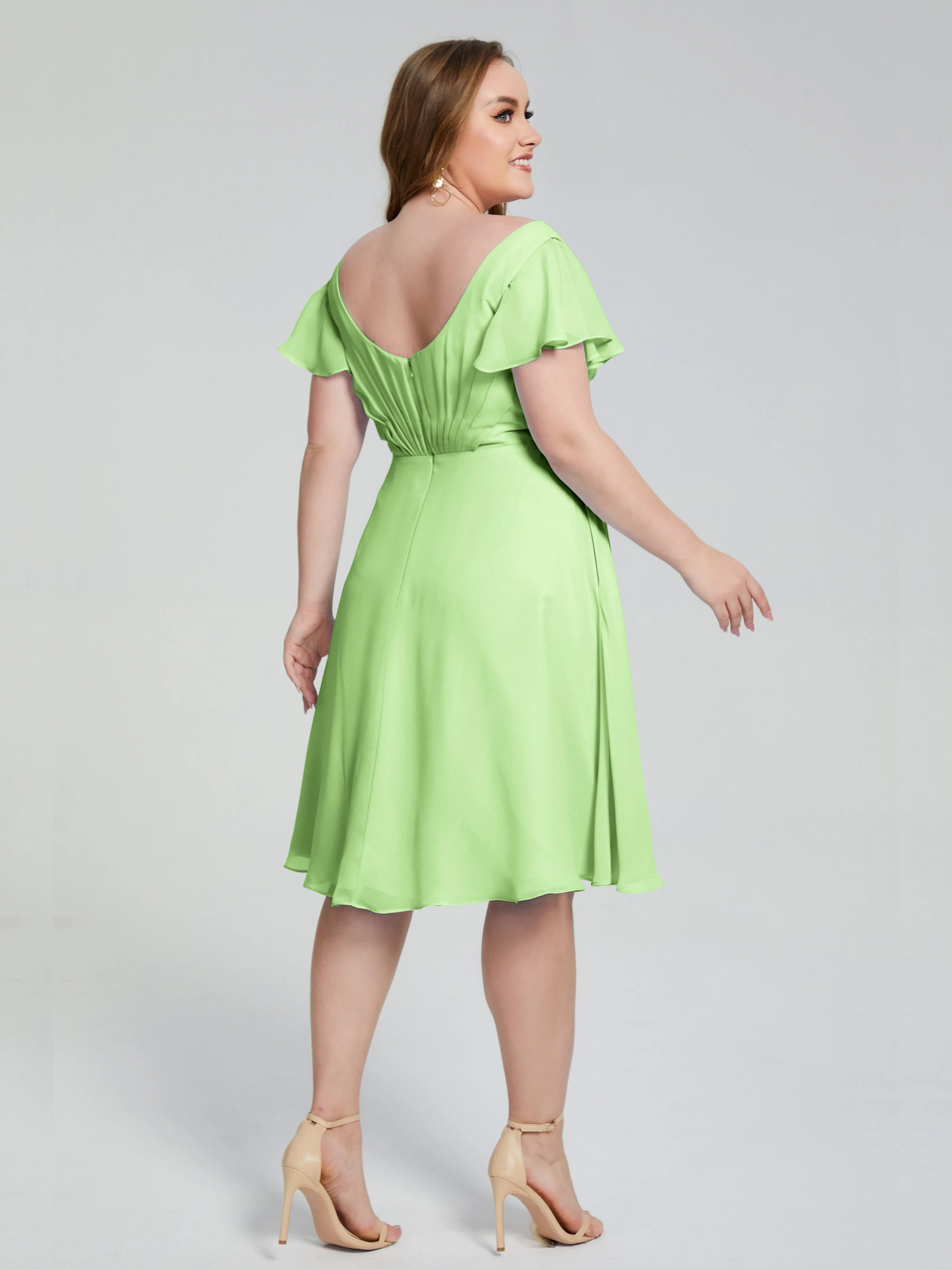 Alina V-Neck Knee-Length Short Sleeves Mother of the Bride Dresses