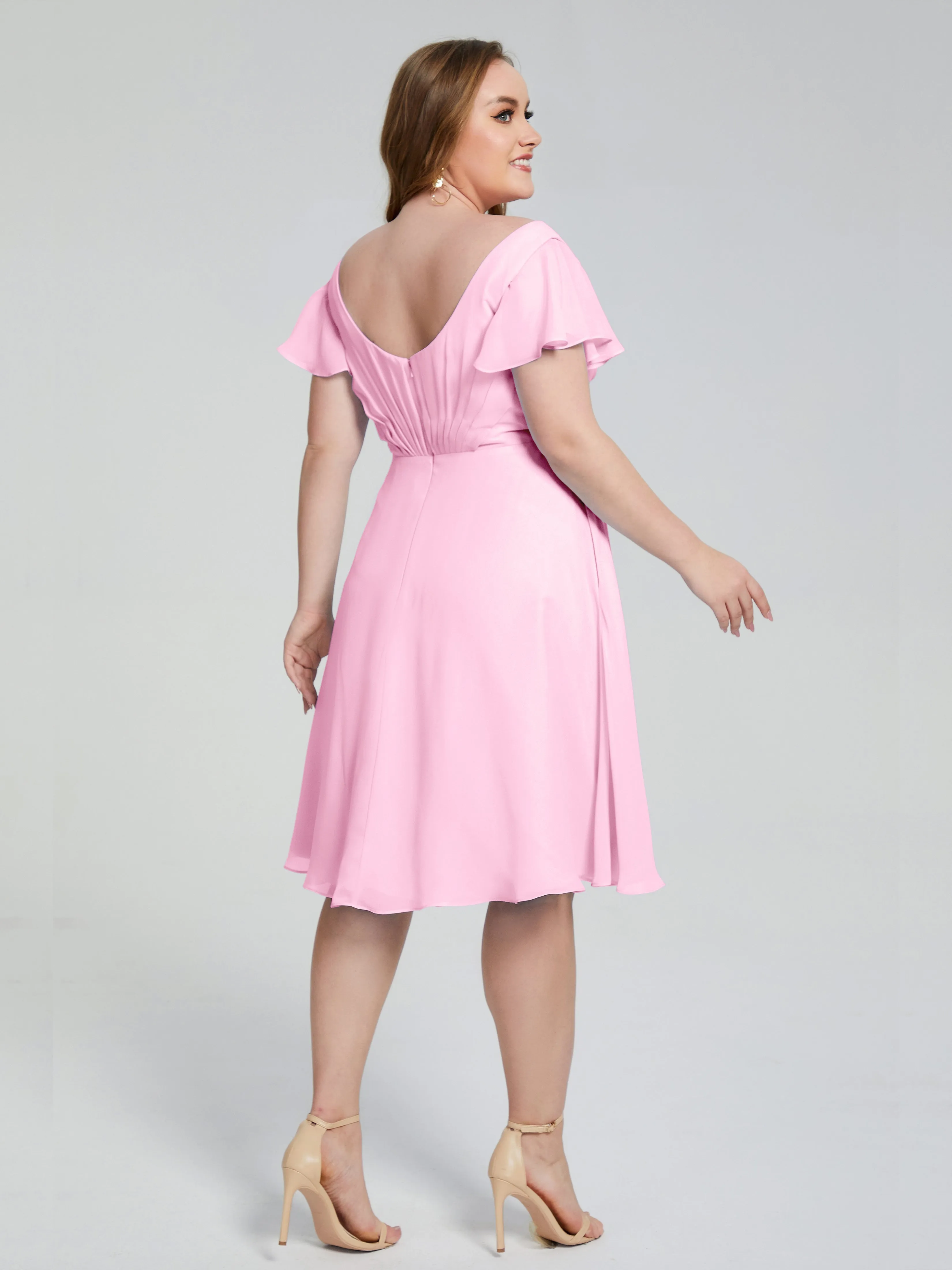 Alina V-Neck Knee-Length Short Sleeves Mother of the Bride Dresses