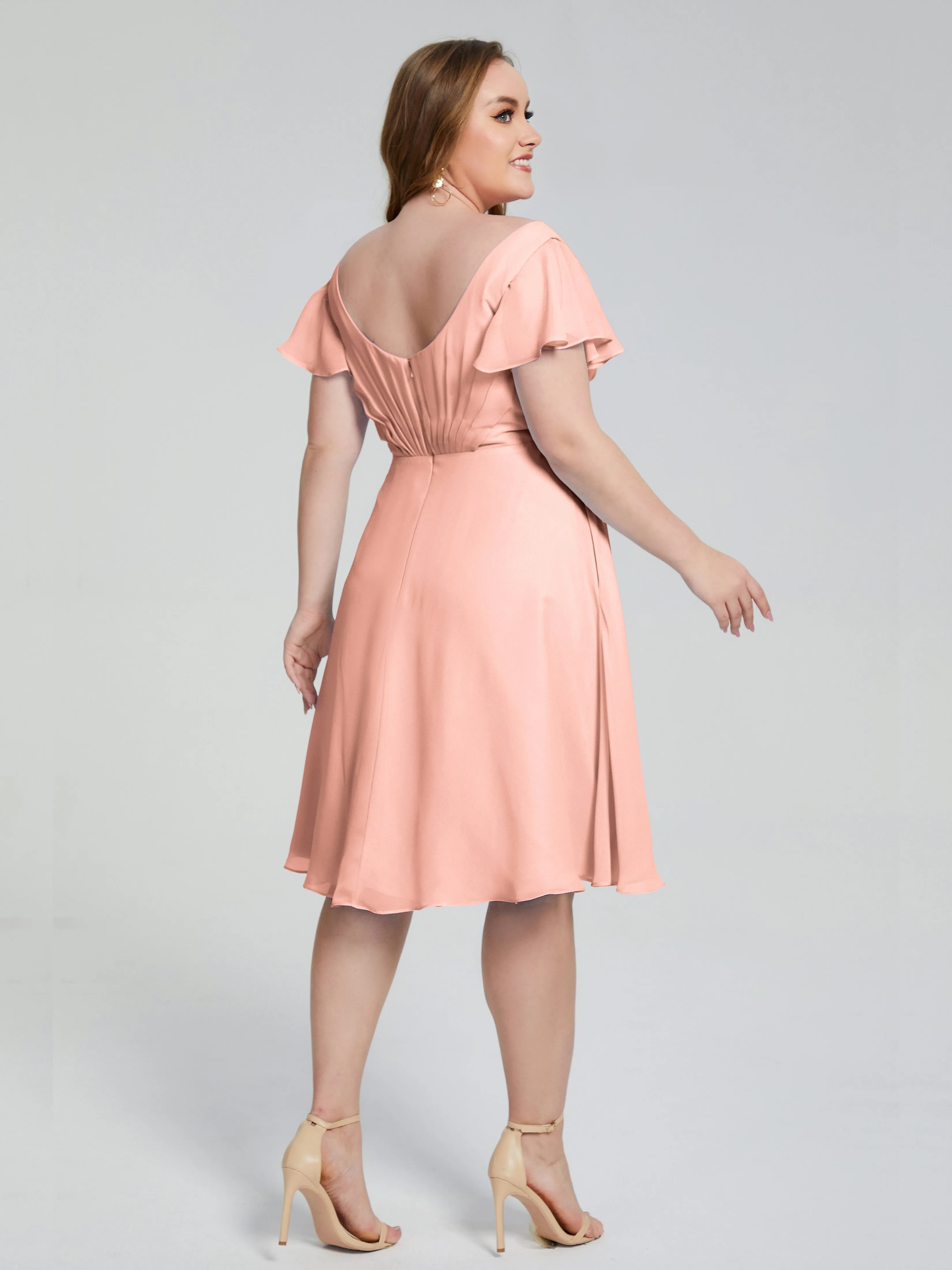 Alina V-Neck Knee-Length Short Sleeves Mother of the Bride Dresses