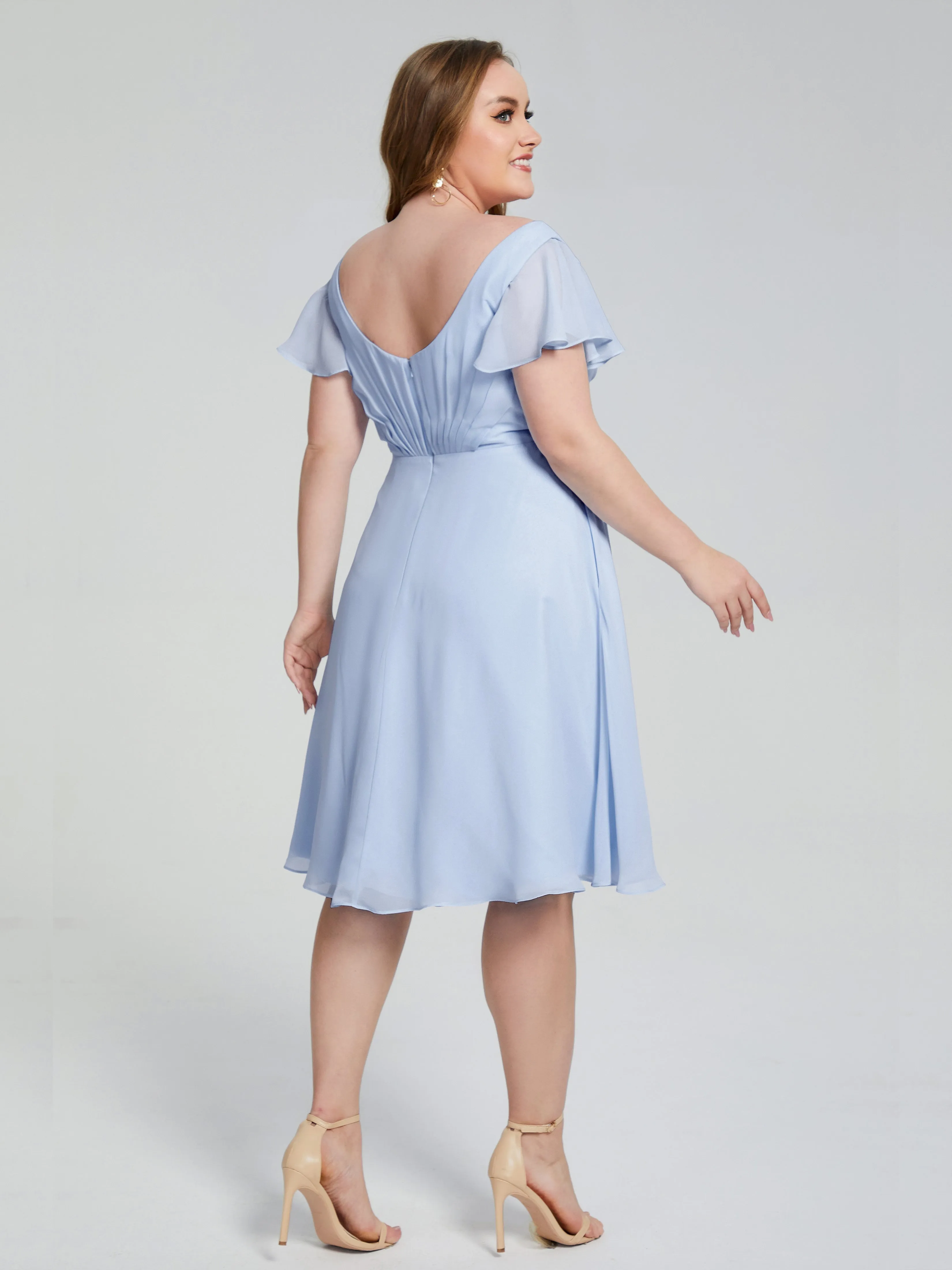 Alina V-Neck Knee-Length Short Sleeves Mother of the Bride Dresses