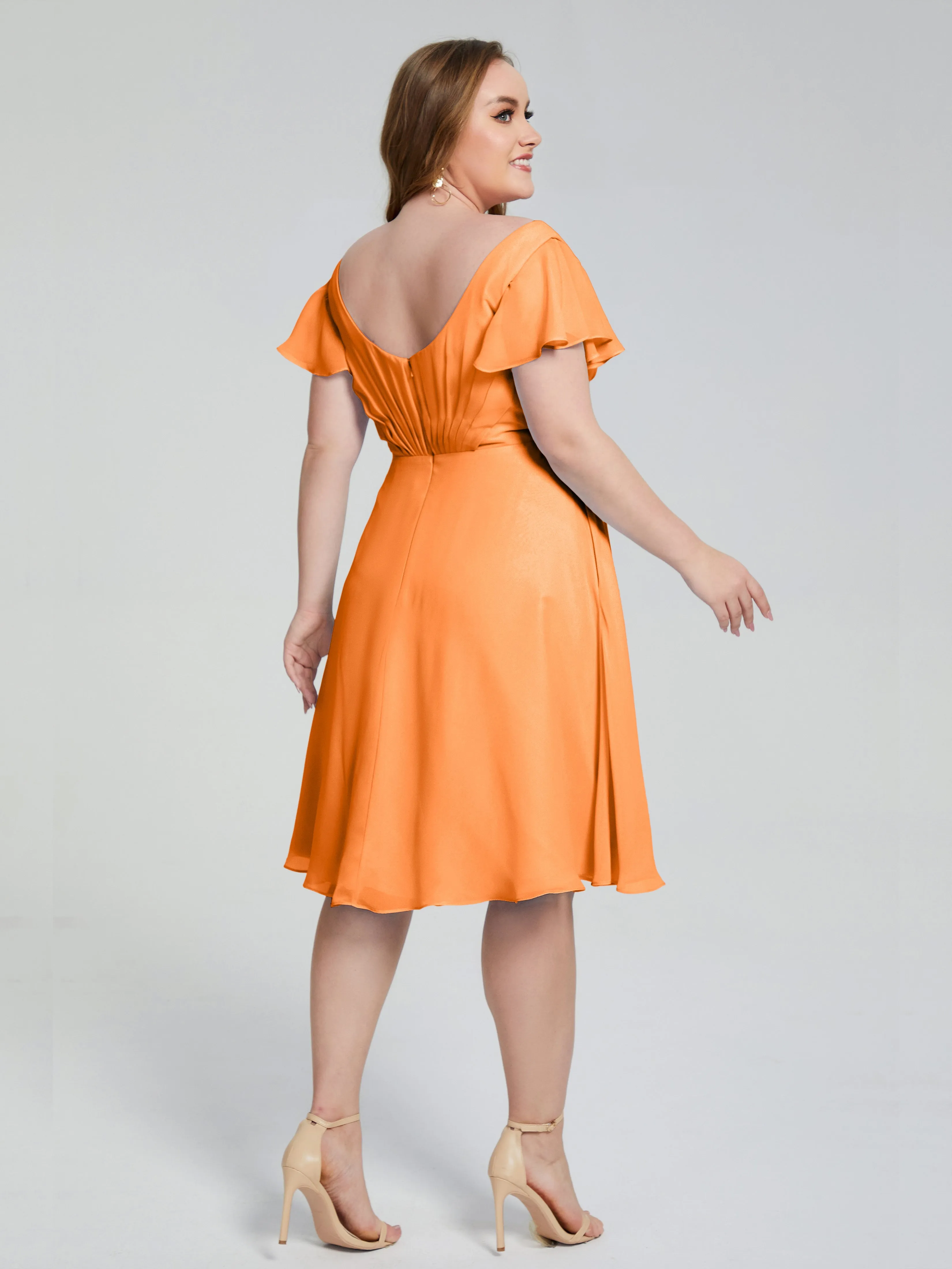 Alina V-Neck Knee-Length Short Sleeves Mother of the Bride Dresses