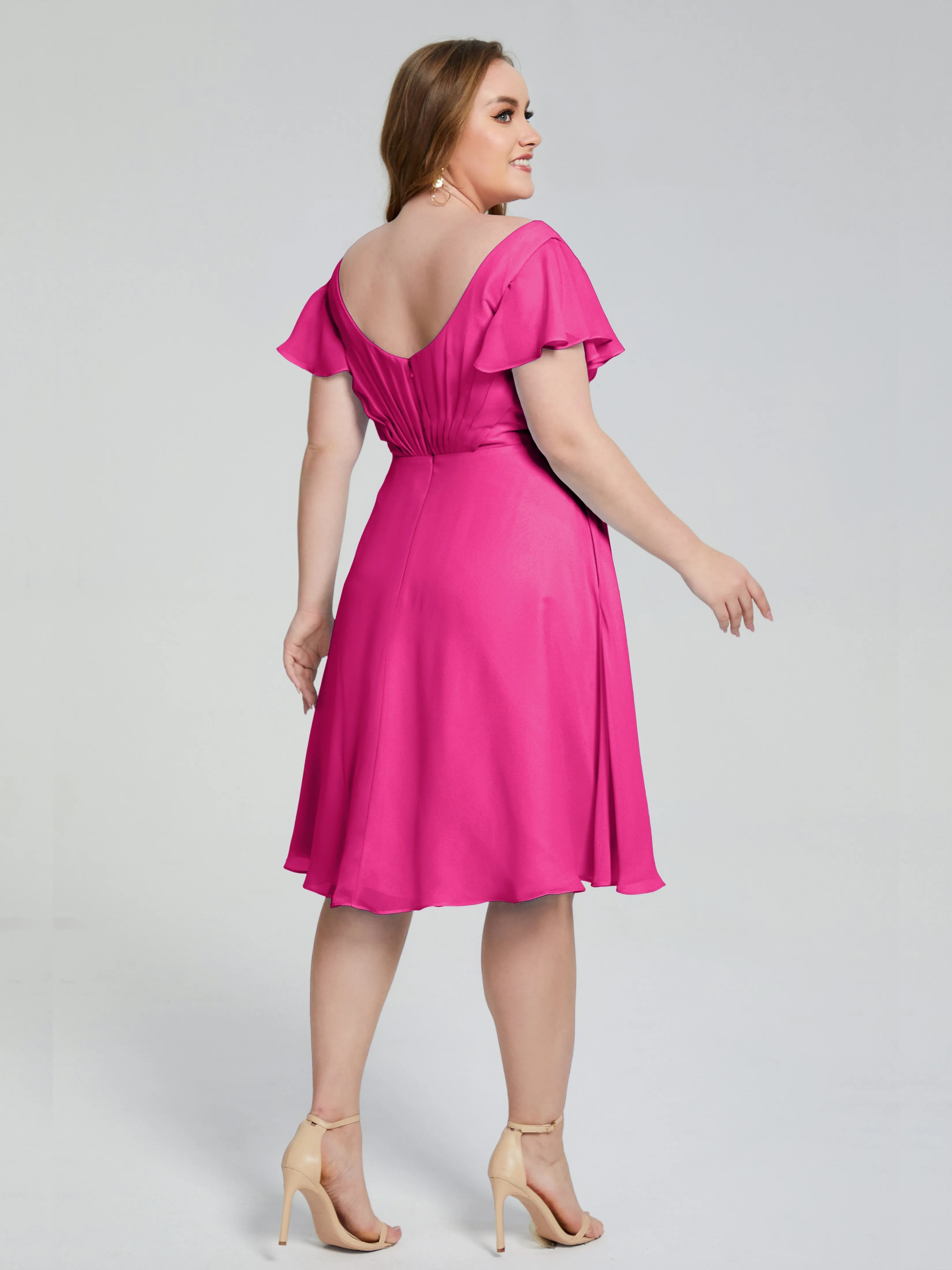 Alina V-Neck Knee-Length Short Sleeves Mother of the Bride Dresses