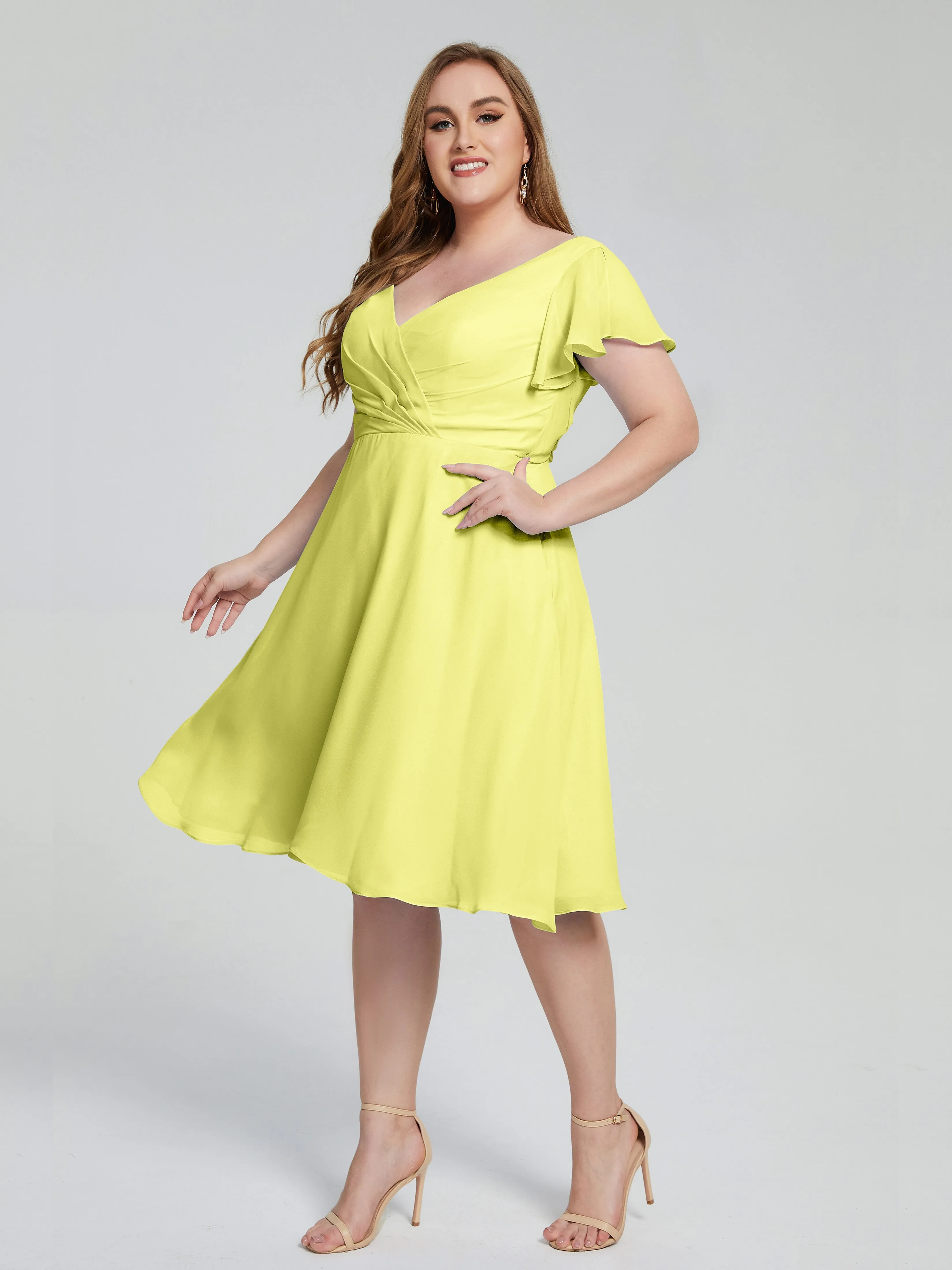 Alina V-Neck Knee-Length Short Sleeves Mother of the Bride Dresses