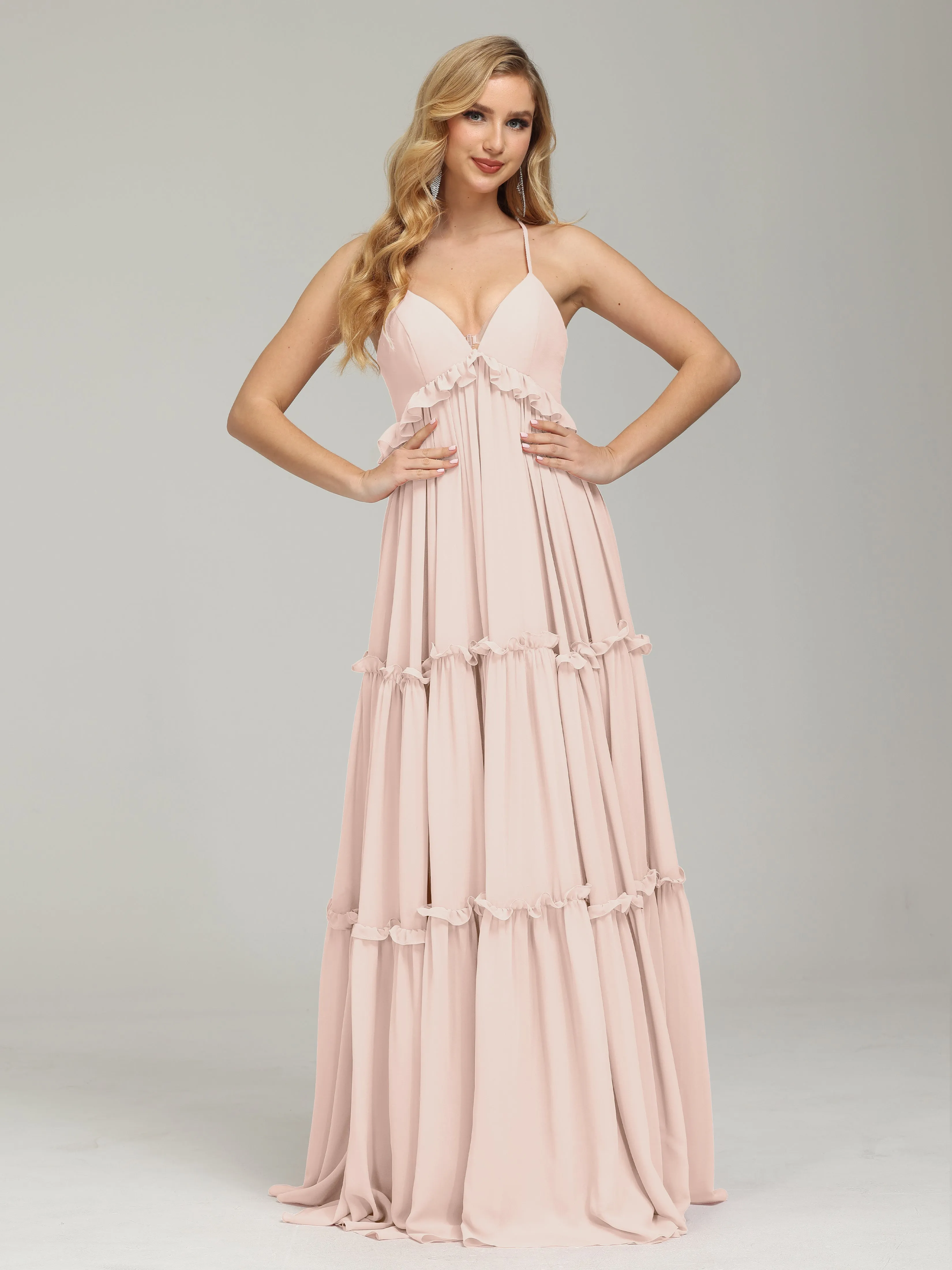 Amanda V-neck Empire Waist Prom Dress