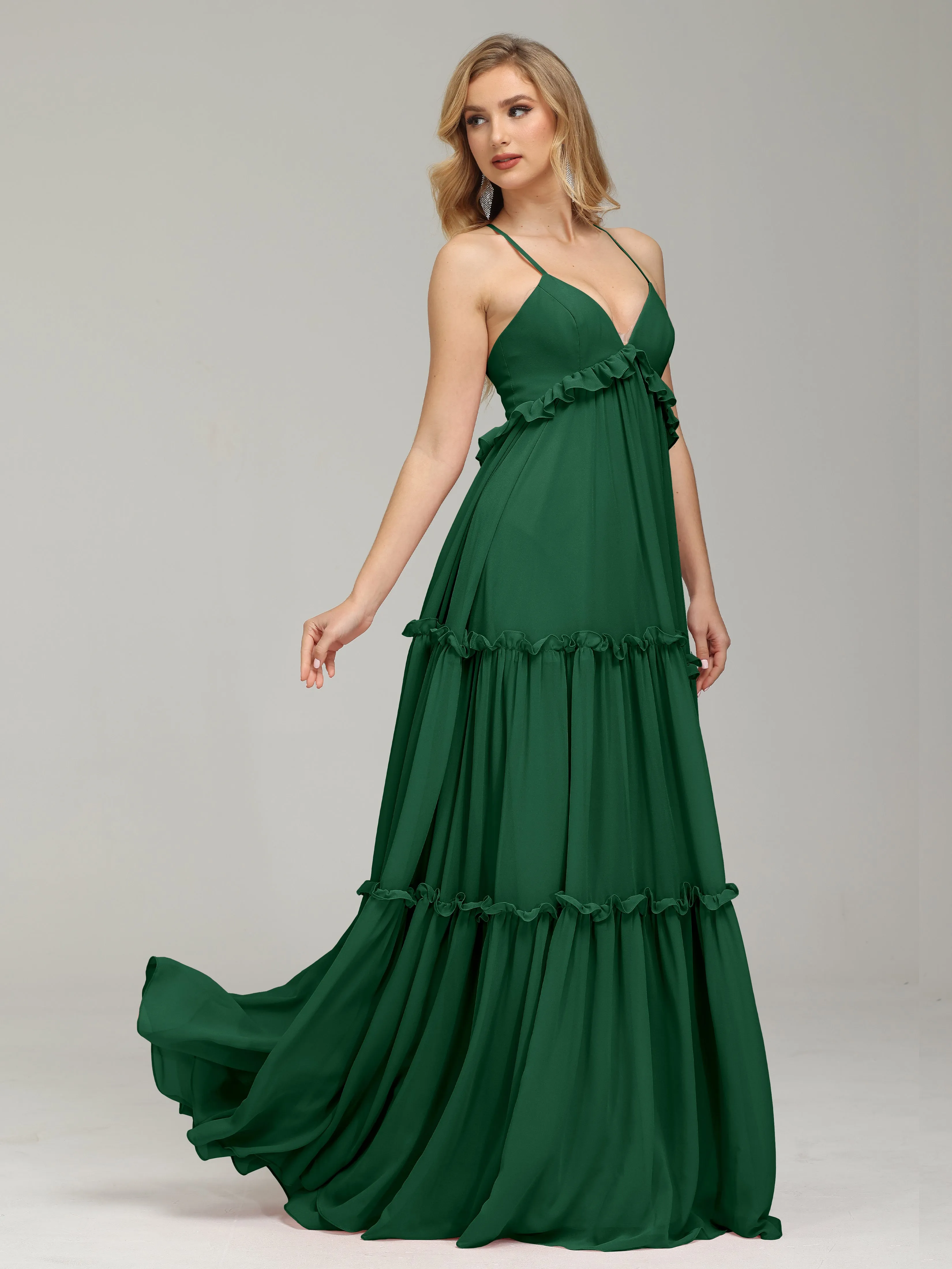 Amanda V-neck Empire Waist Prom Dress