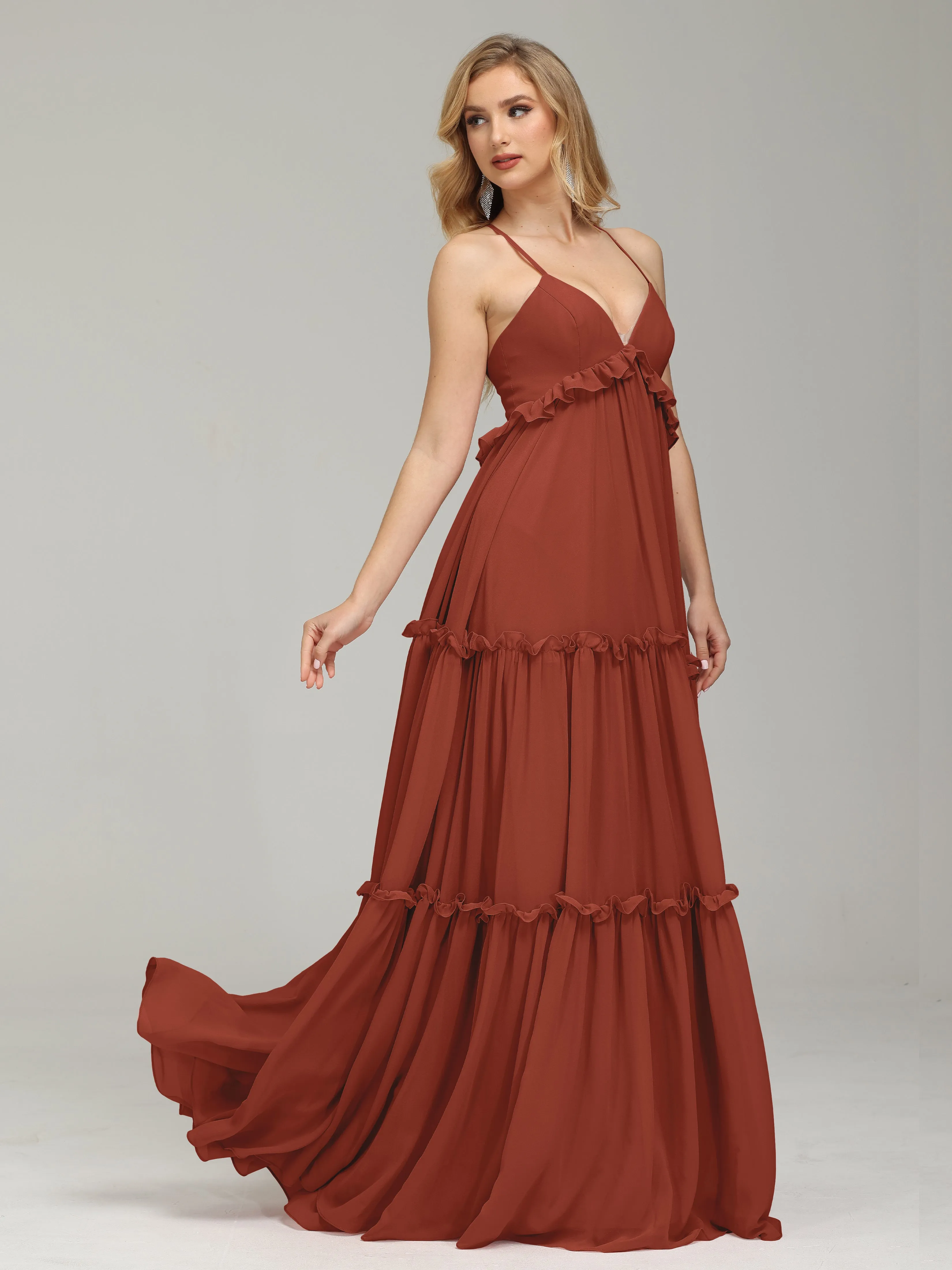 Amanda V-neck Empire Waist Prom Dress