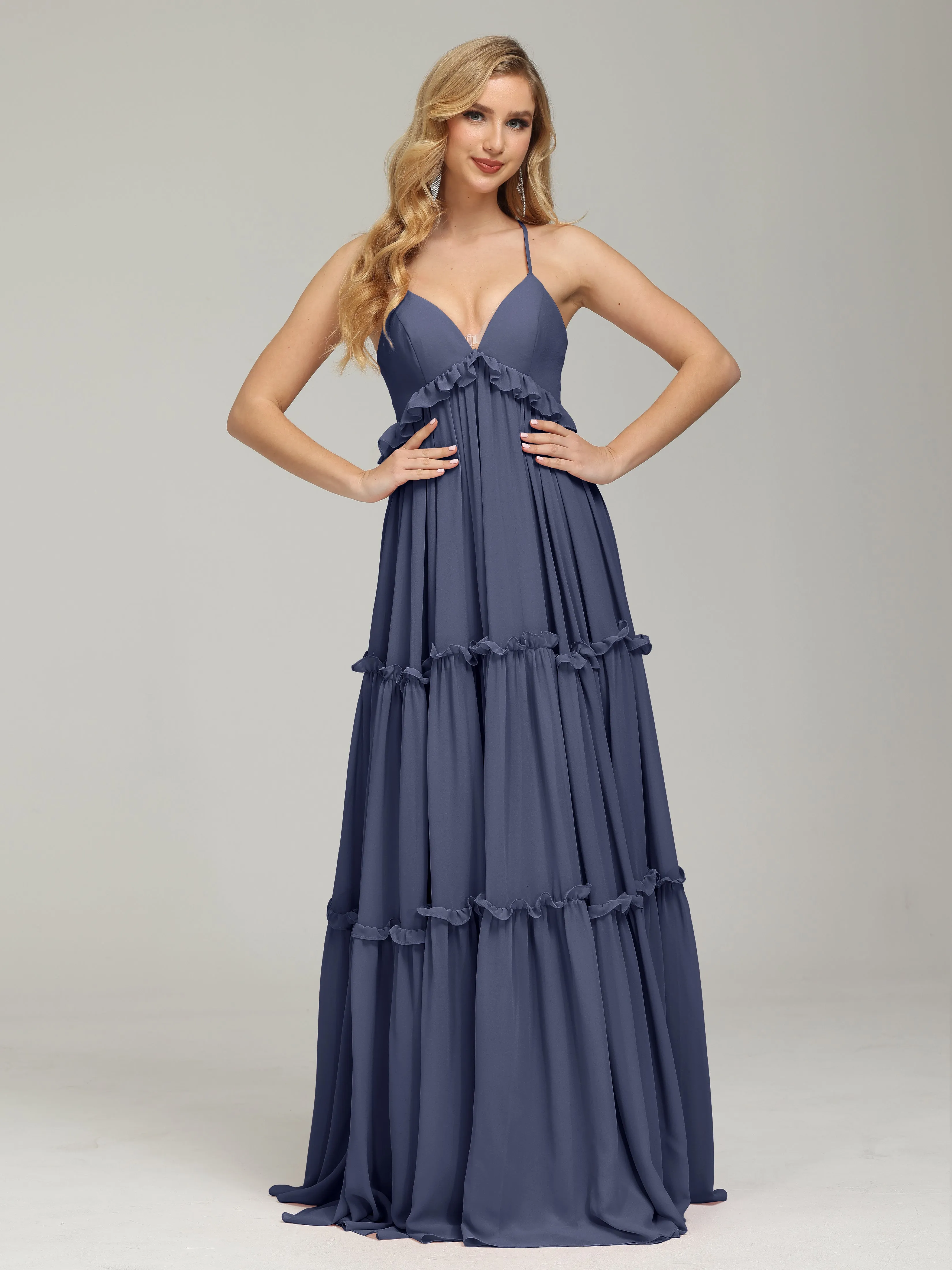 Amanda V-neck Empire Waist Prom Dress