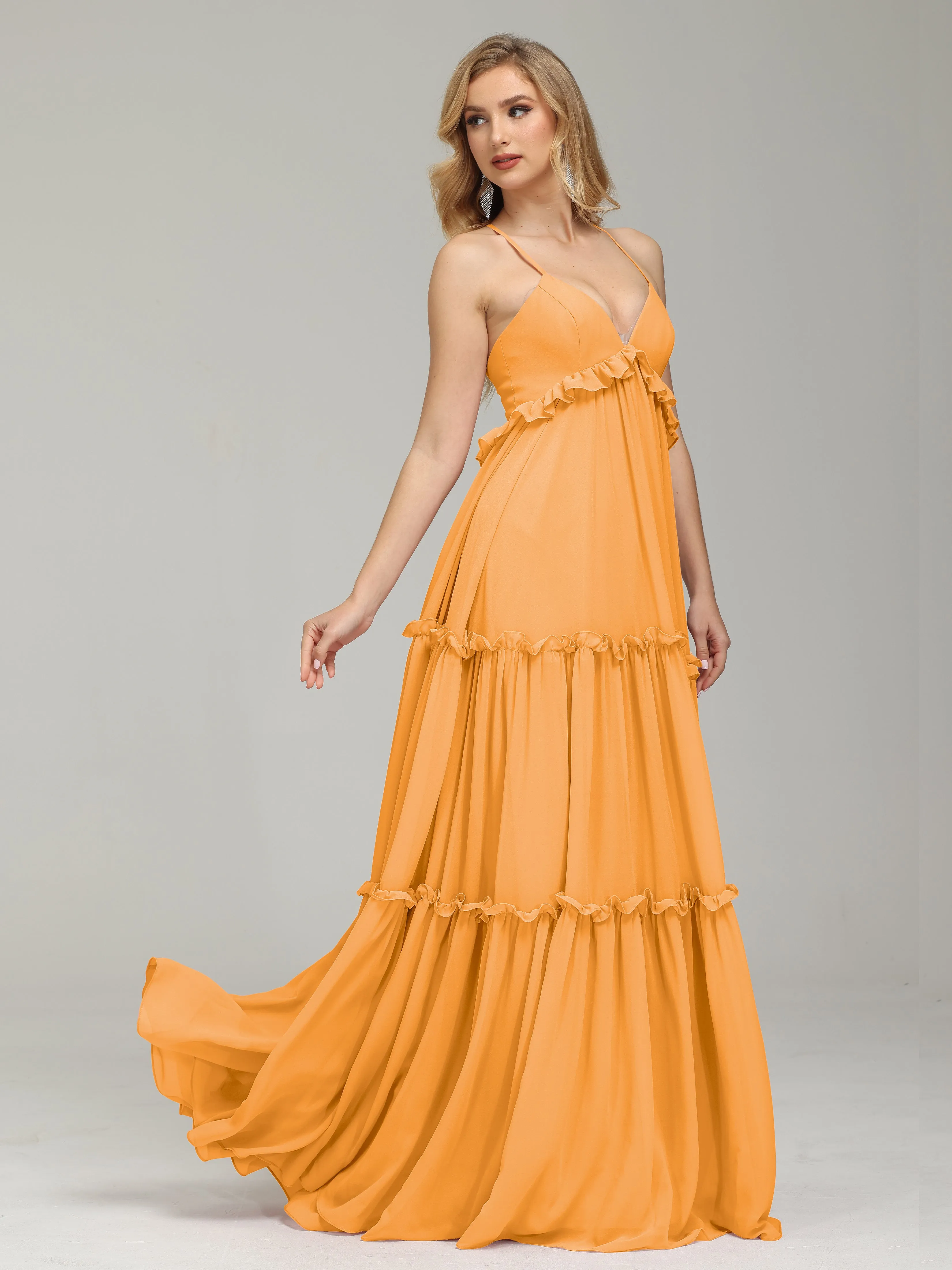 Amanda V-neck Empire Waist Prom Dress