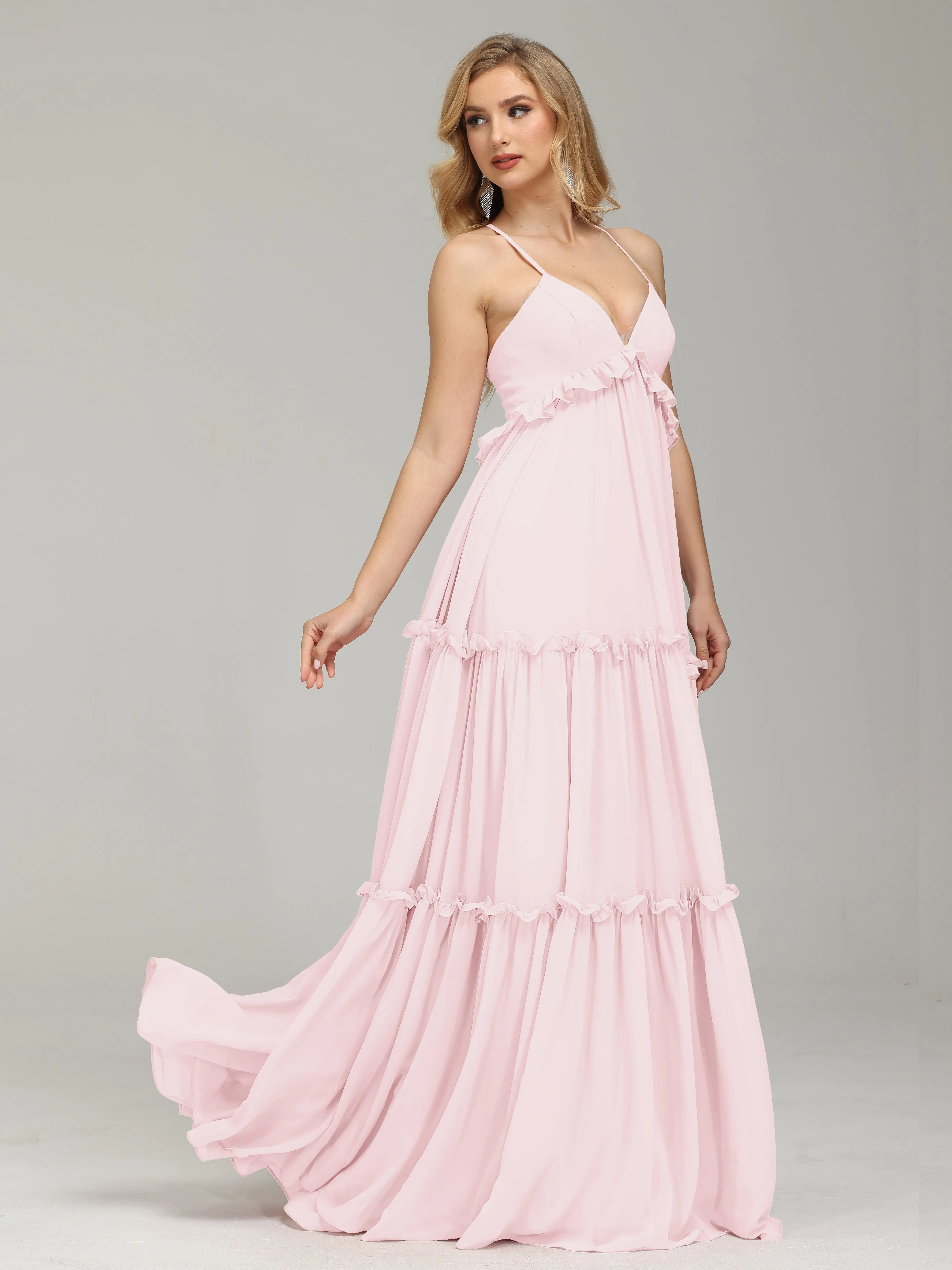 Amanda V-neck Empire Waist Prom Dress