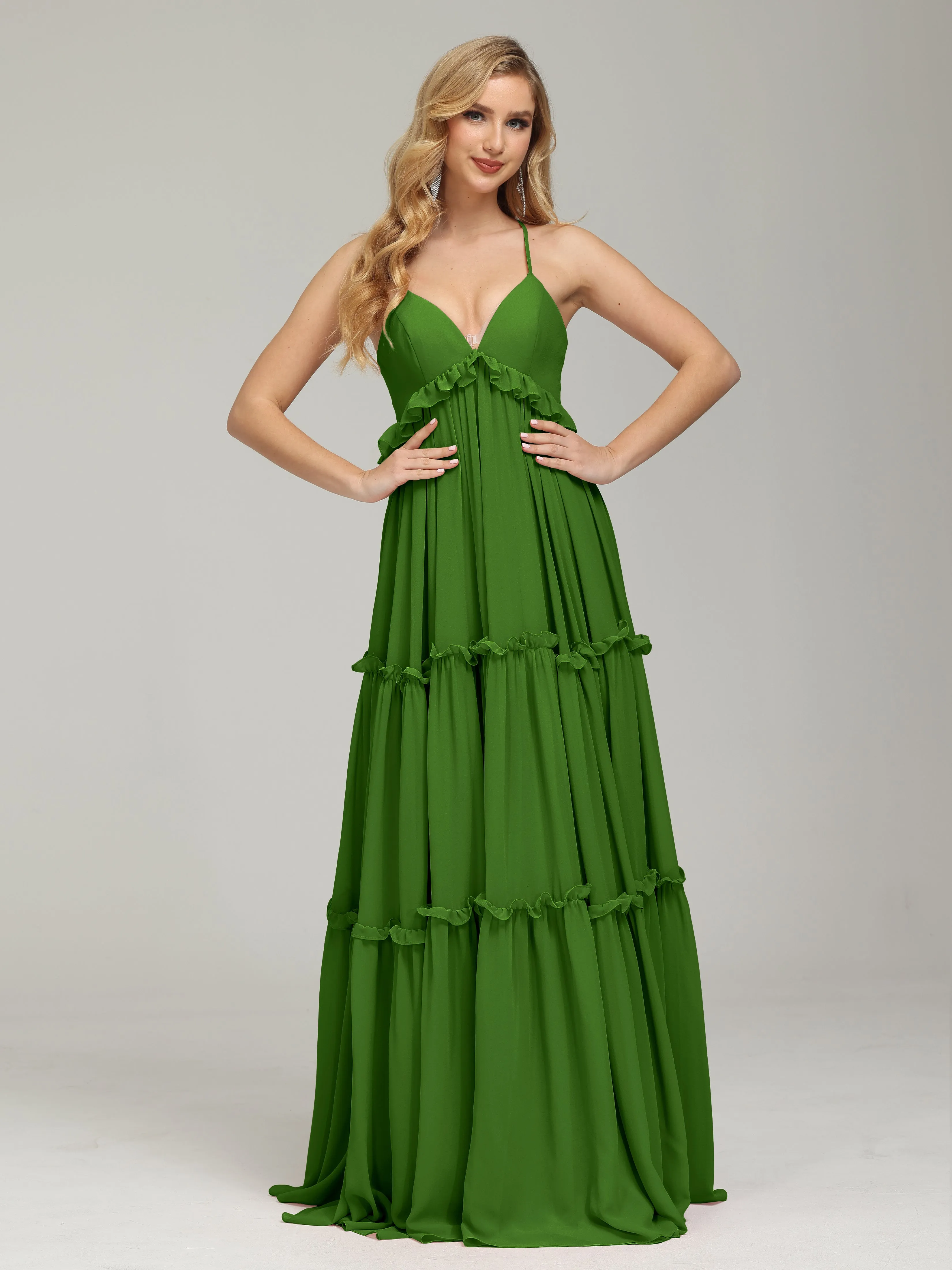 Amanda V-neck Empire Waist Prom Dress