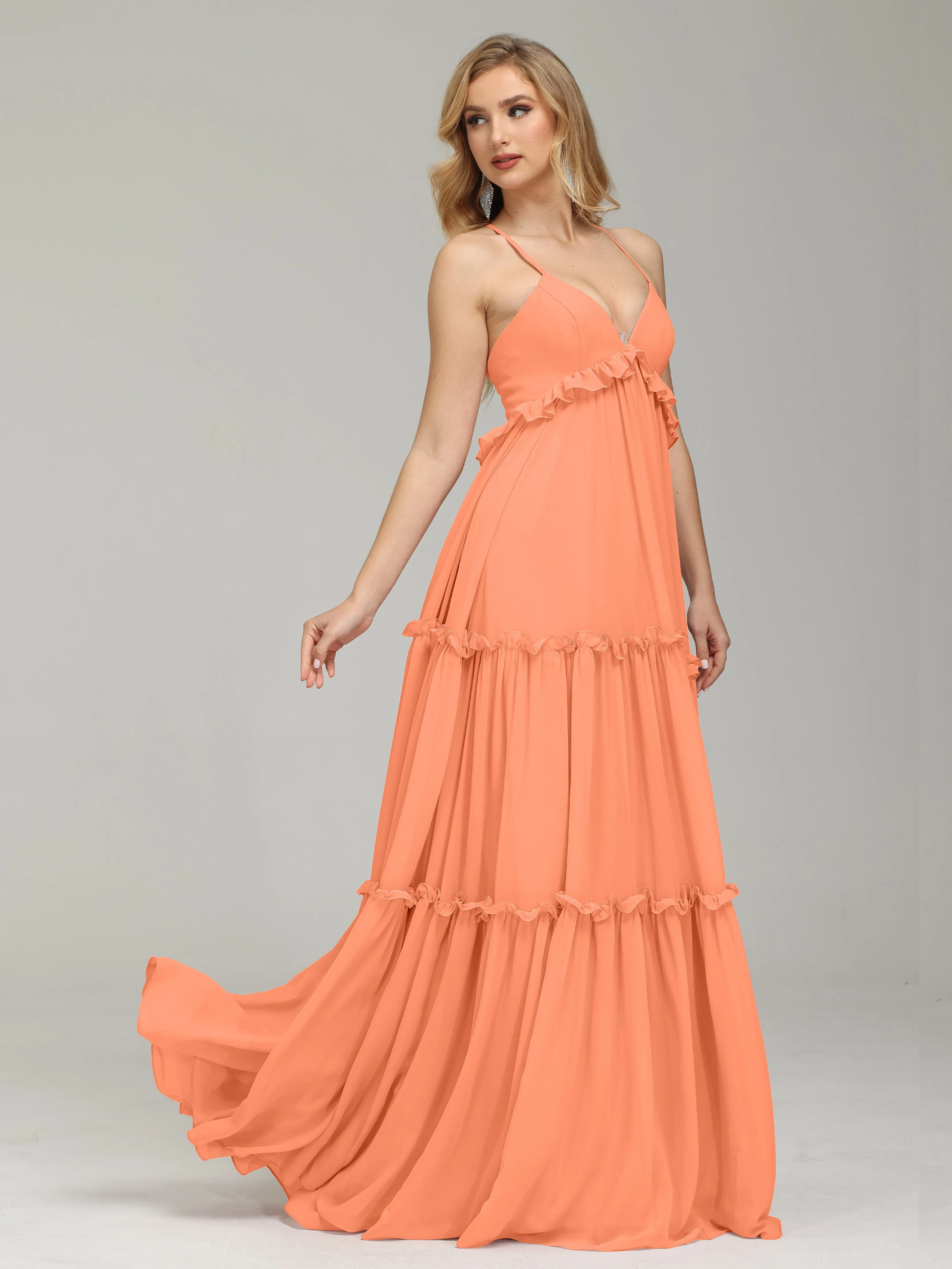 Amanda V-neck Empire Waist Prom Dress