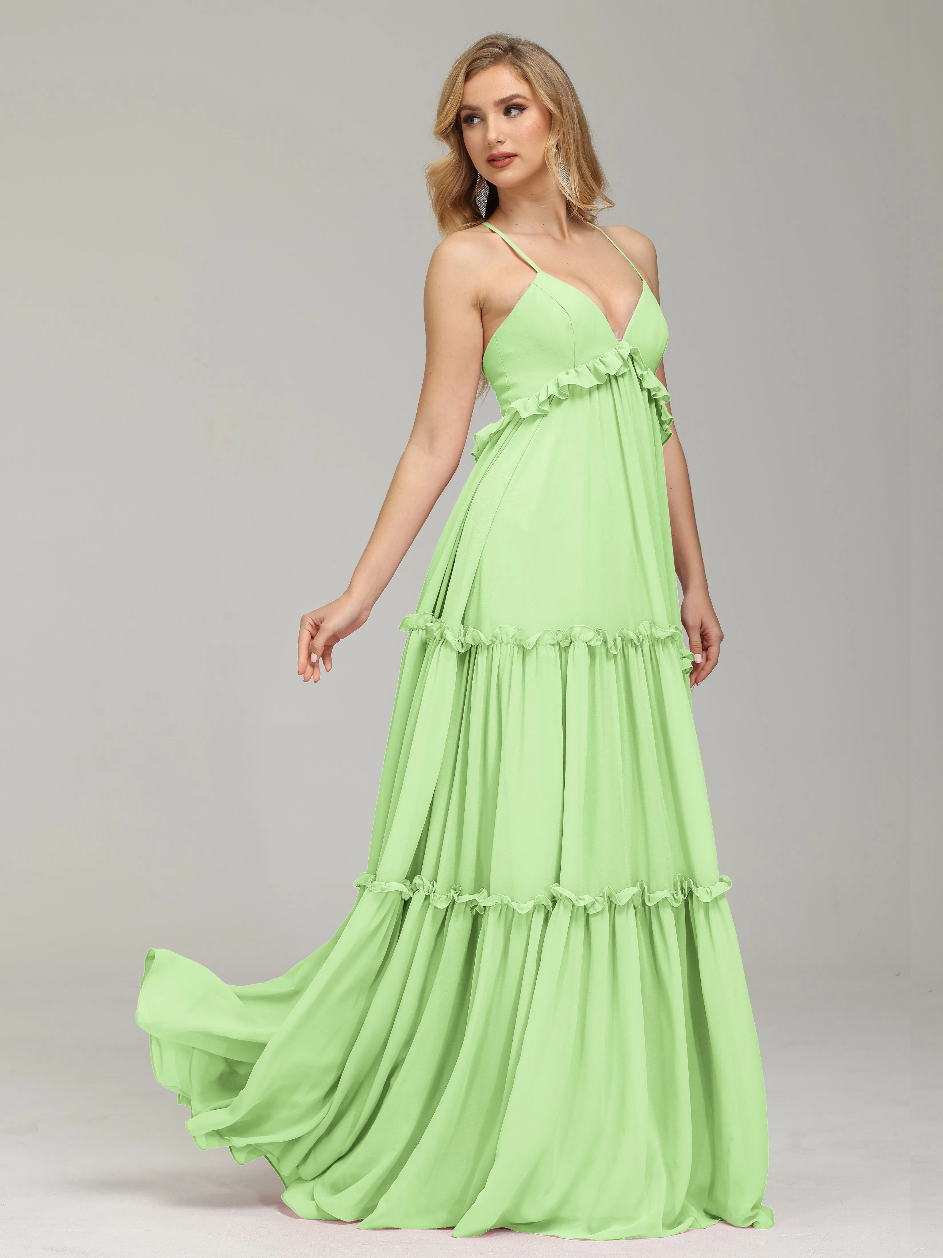 Amanda V-neck Empire Waist Prom Dress