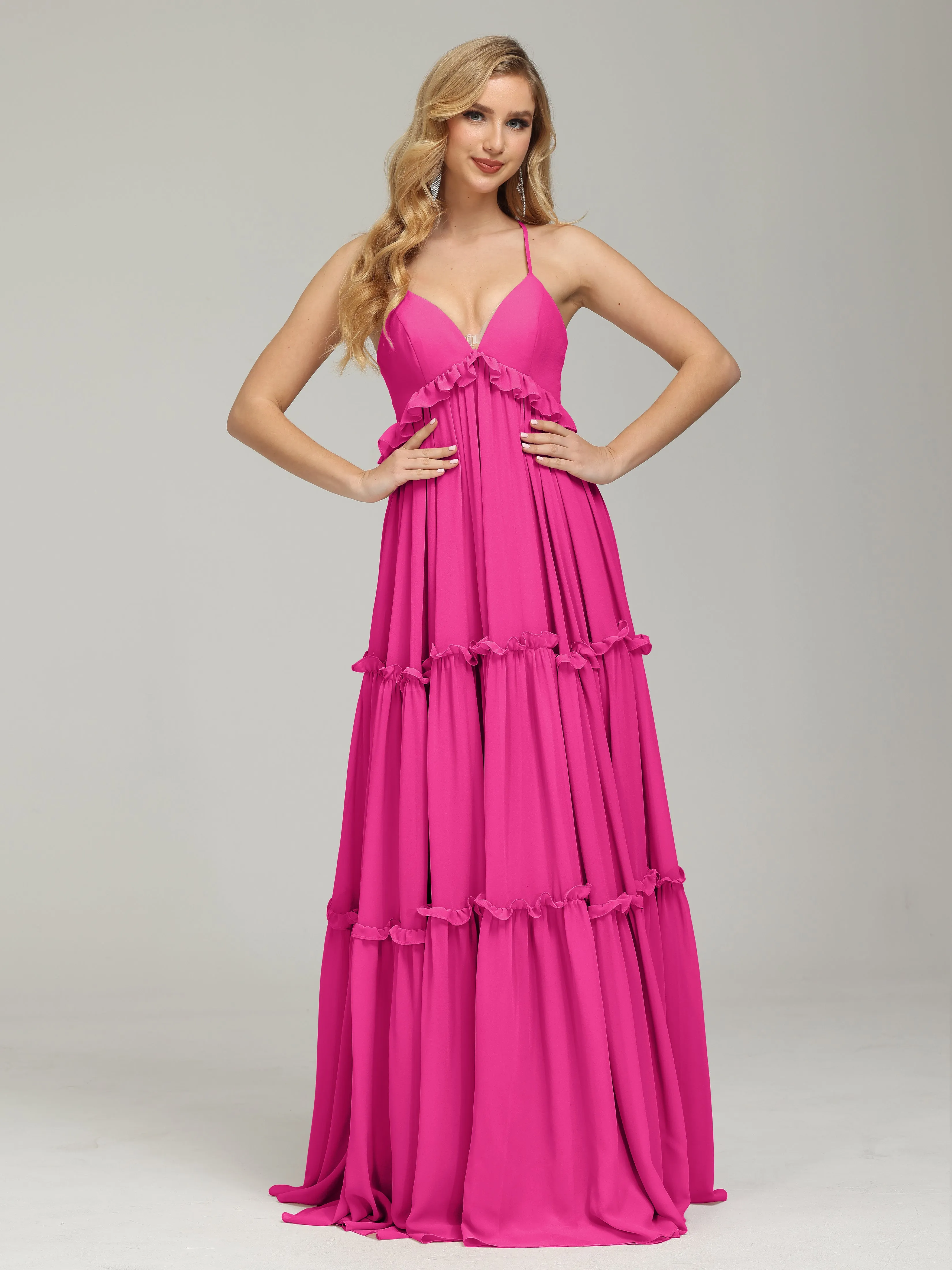 Amanda V-neck Empire Waist Prom Dress