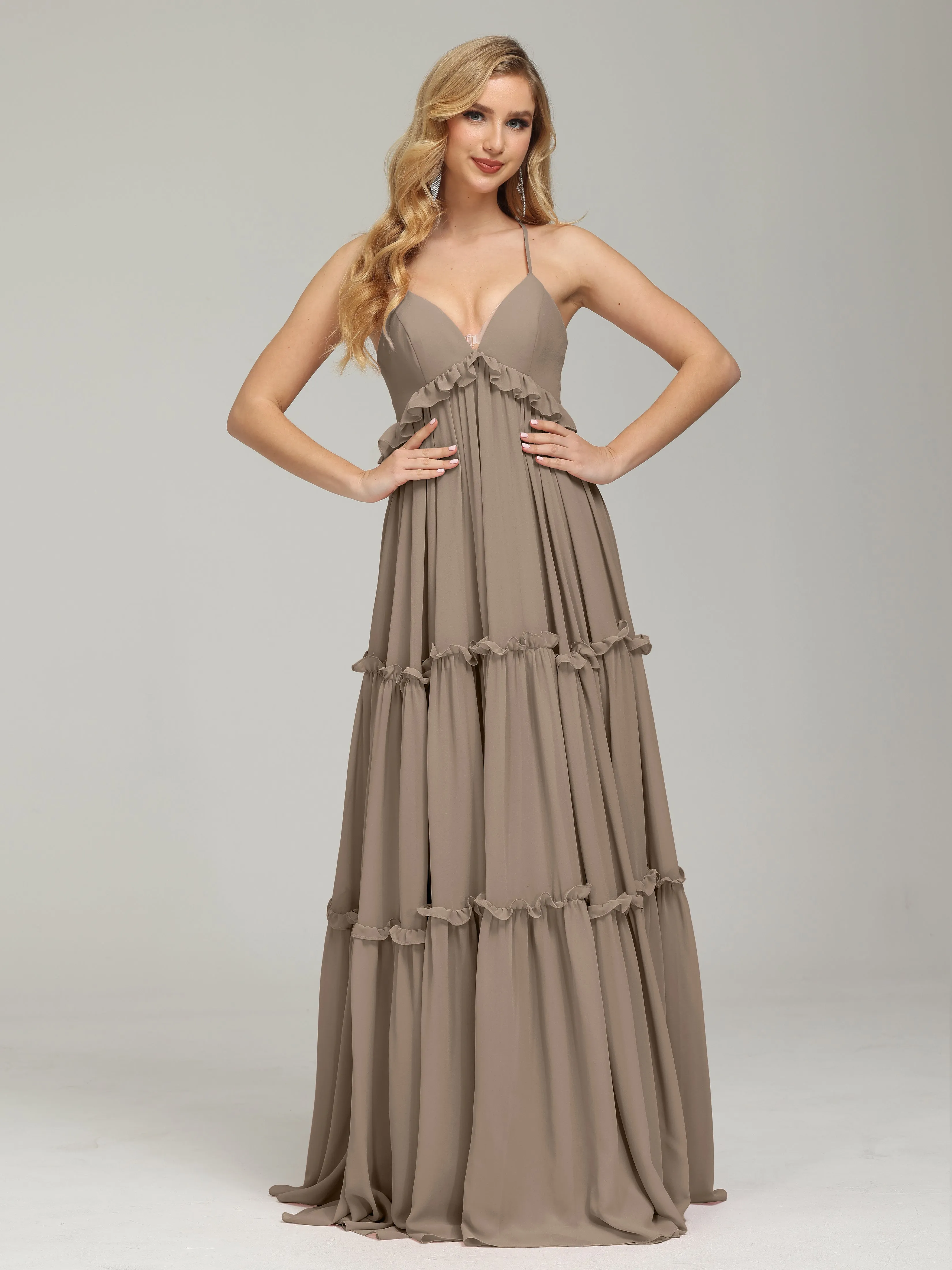 Amanda V-neck Empire Waist Prom Dress