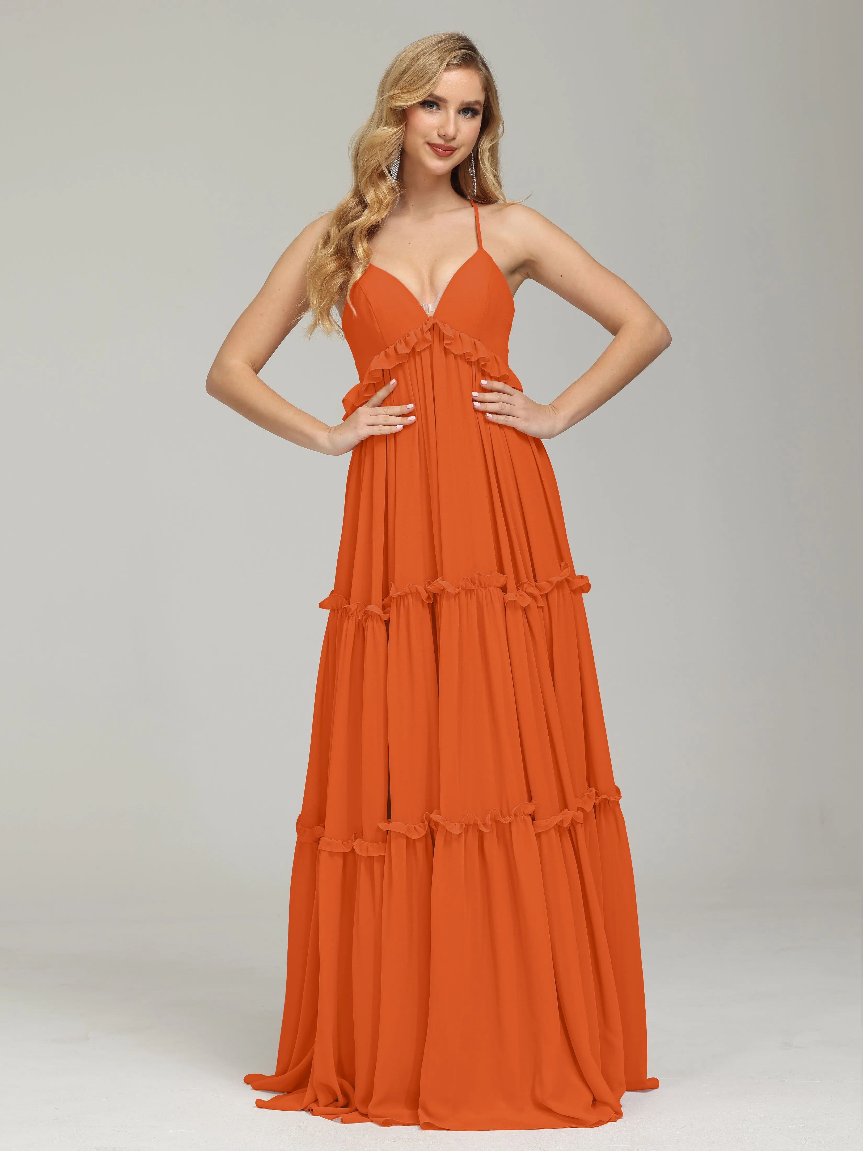 Amanda V-neck Empire Waist Prom Dress