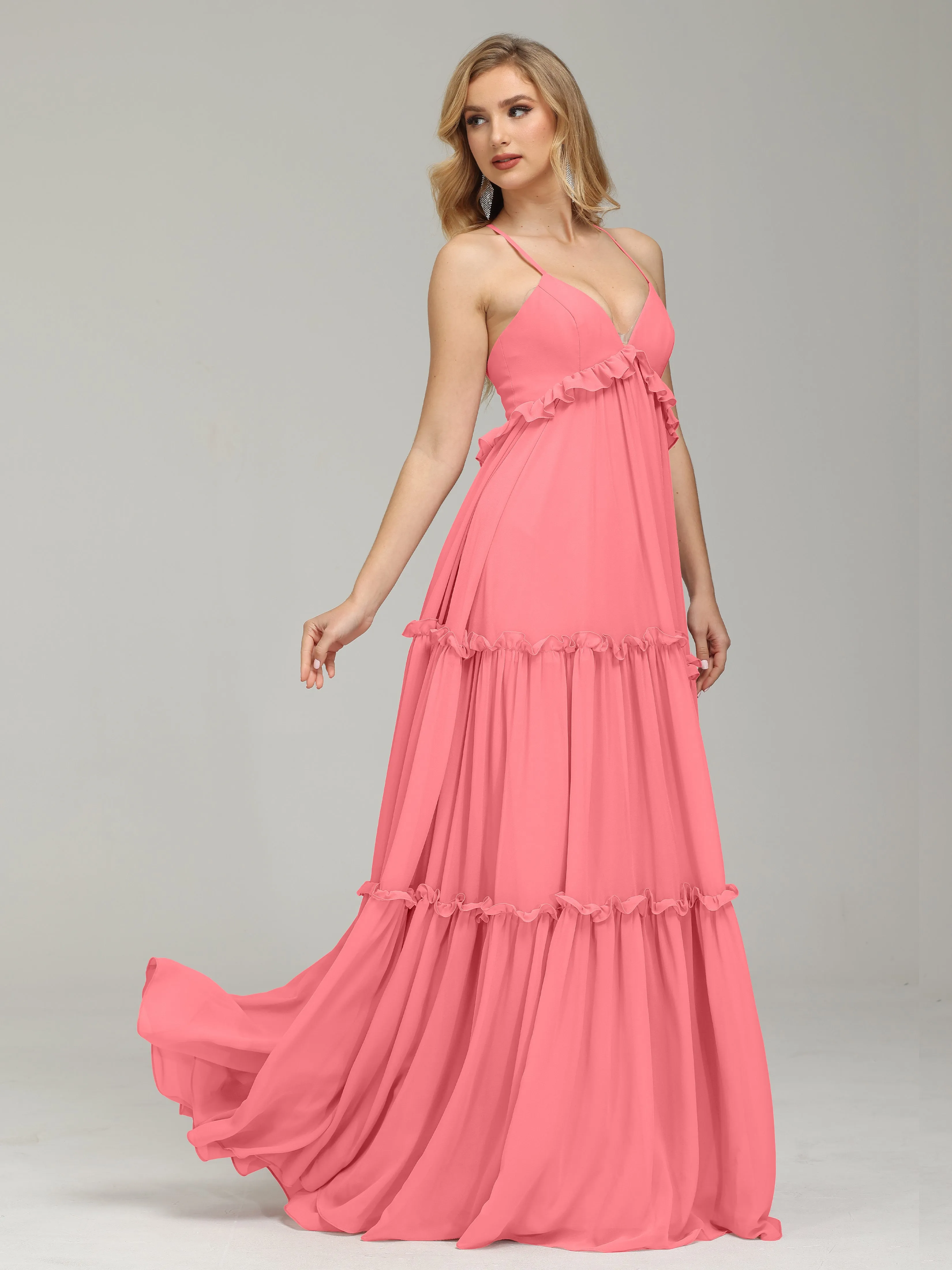 Amanda V-neck Empire Waist Prom Dress