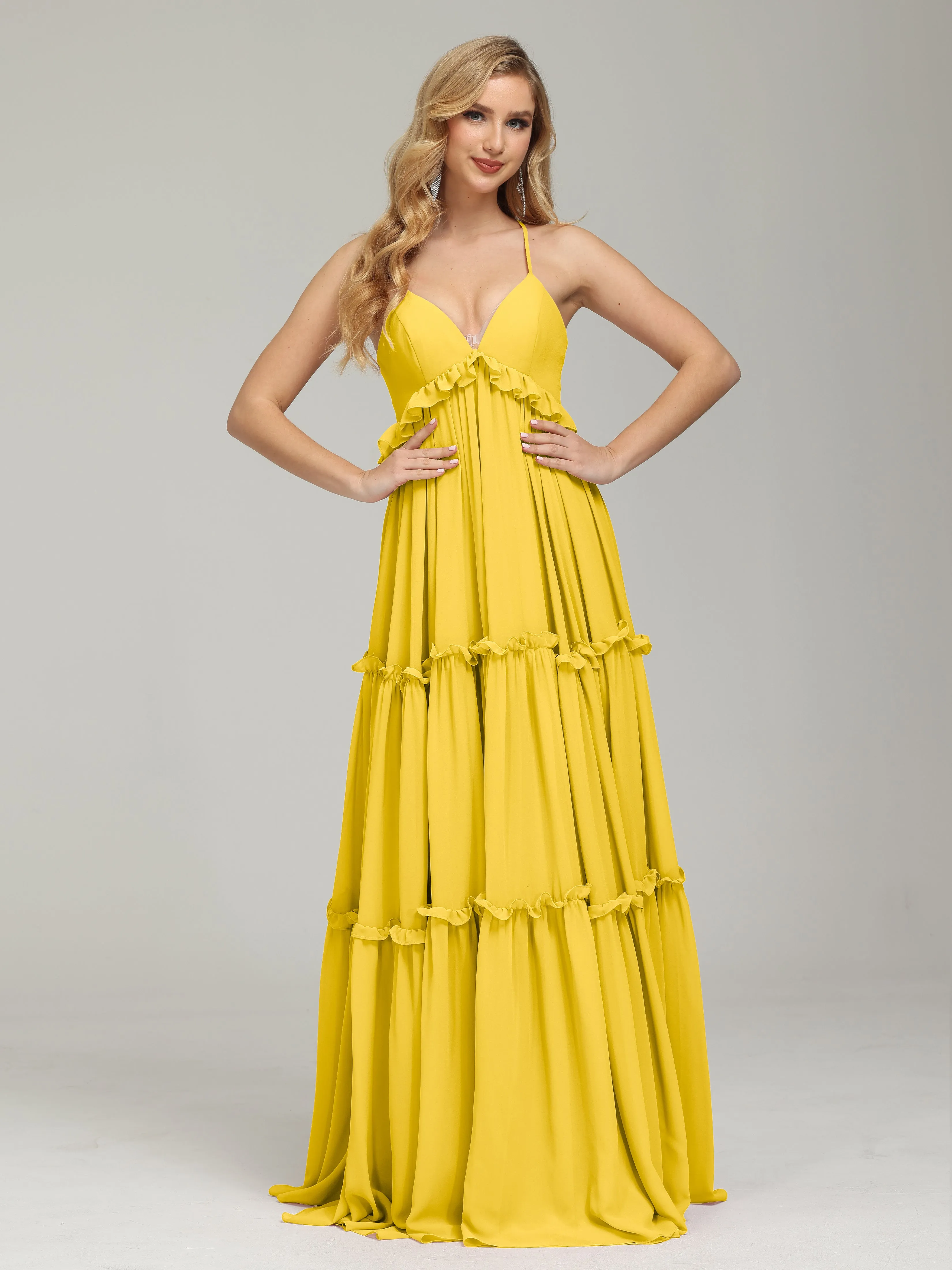 Amanda V-neck Empire Waist Prom Dress