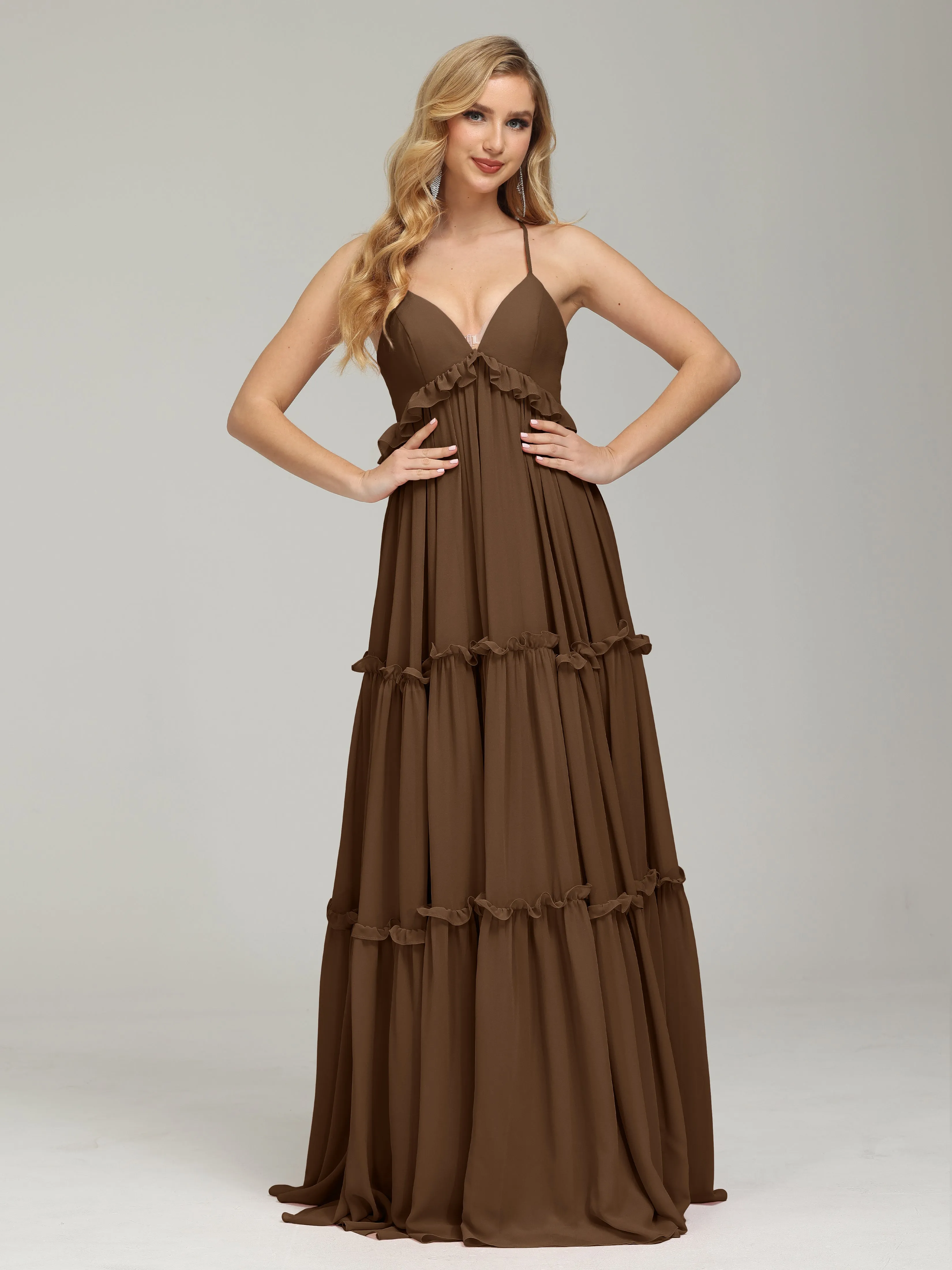 Amanda V-neck Empire Waist Prom Dress