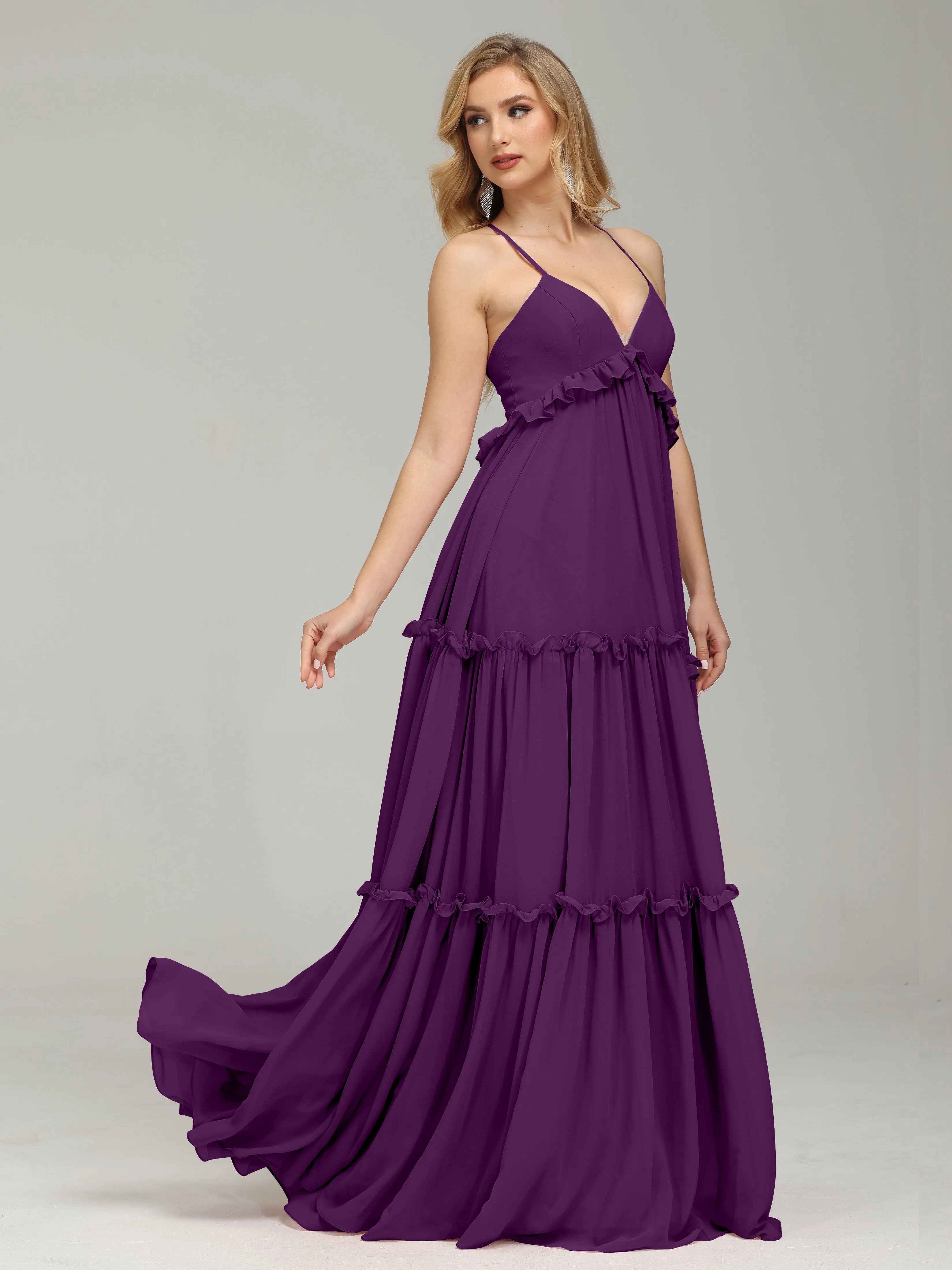 Amanda V-neck Empire Waist Prom Dress