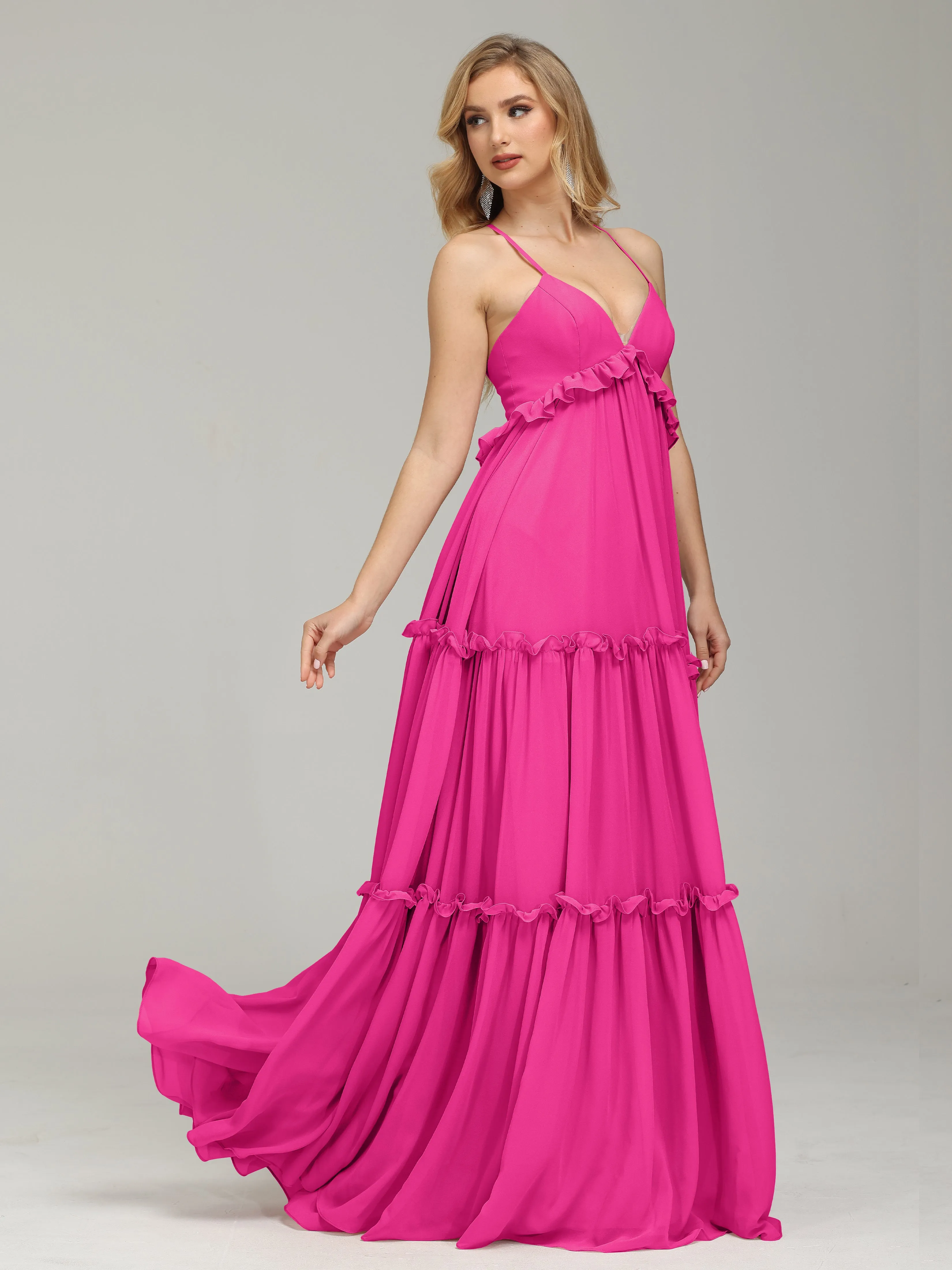 Amanda V-neck Empire Waist Prom Dress