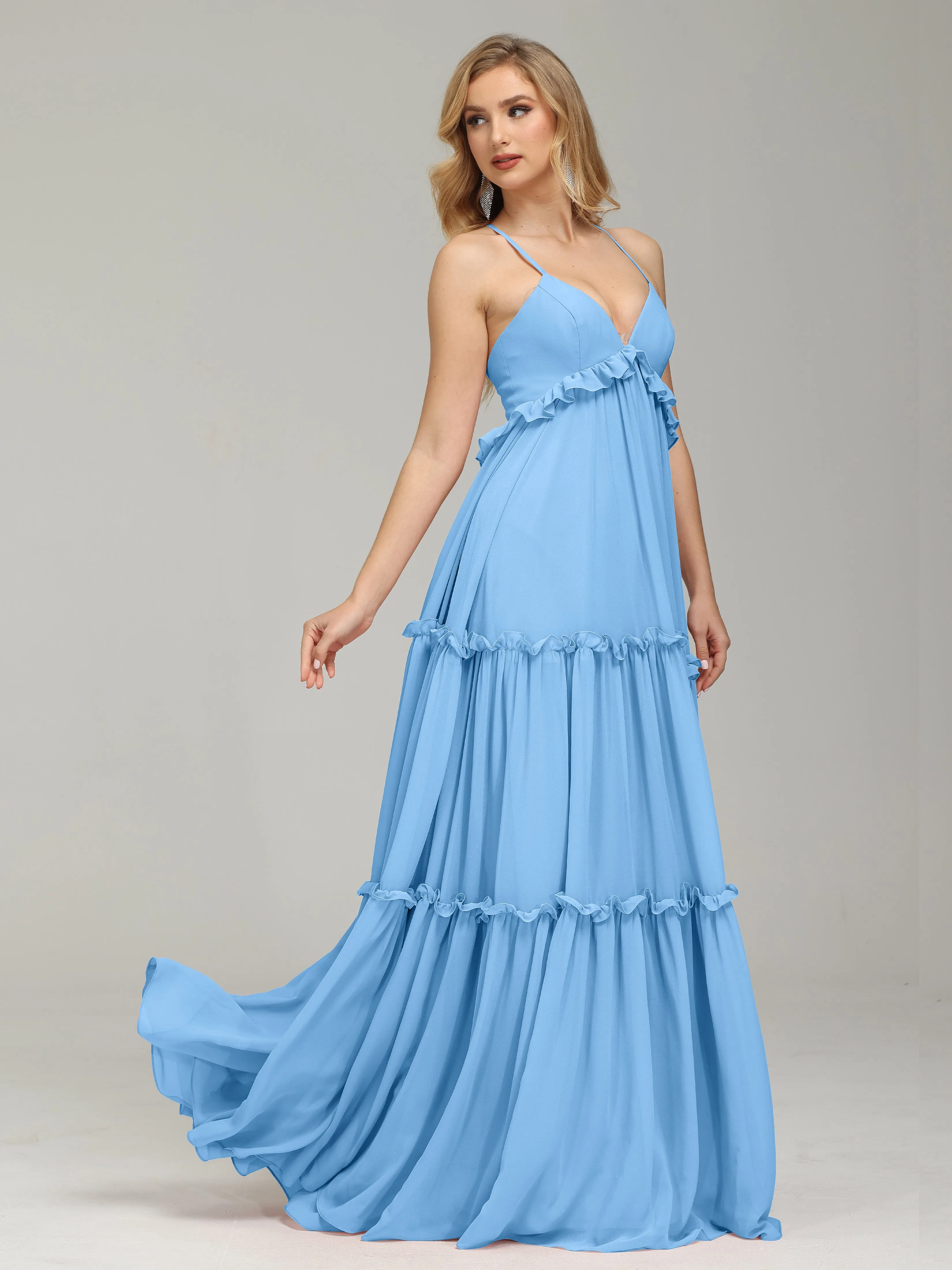 Amanda V-neck Empire Waist Prom Dress