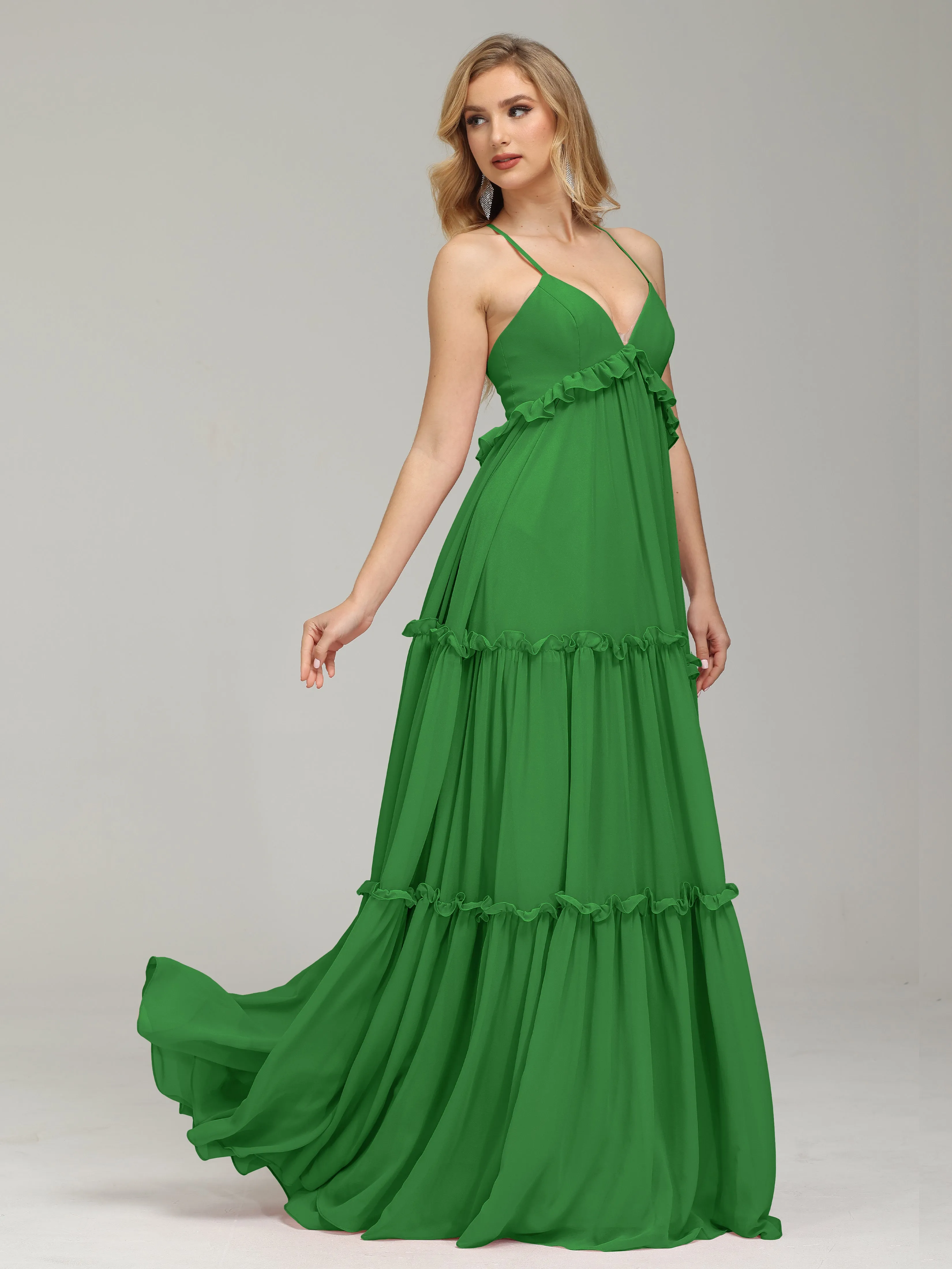 Amanda V-neck Empire Waist Prom Dress