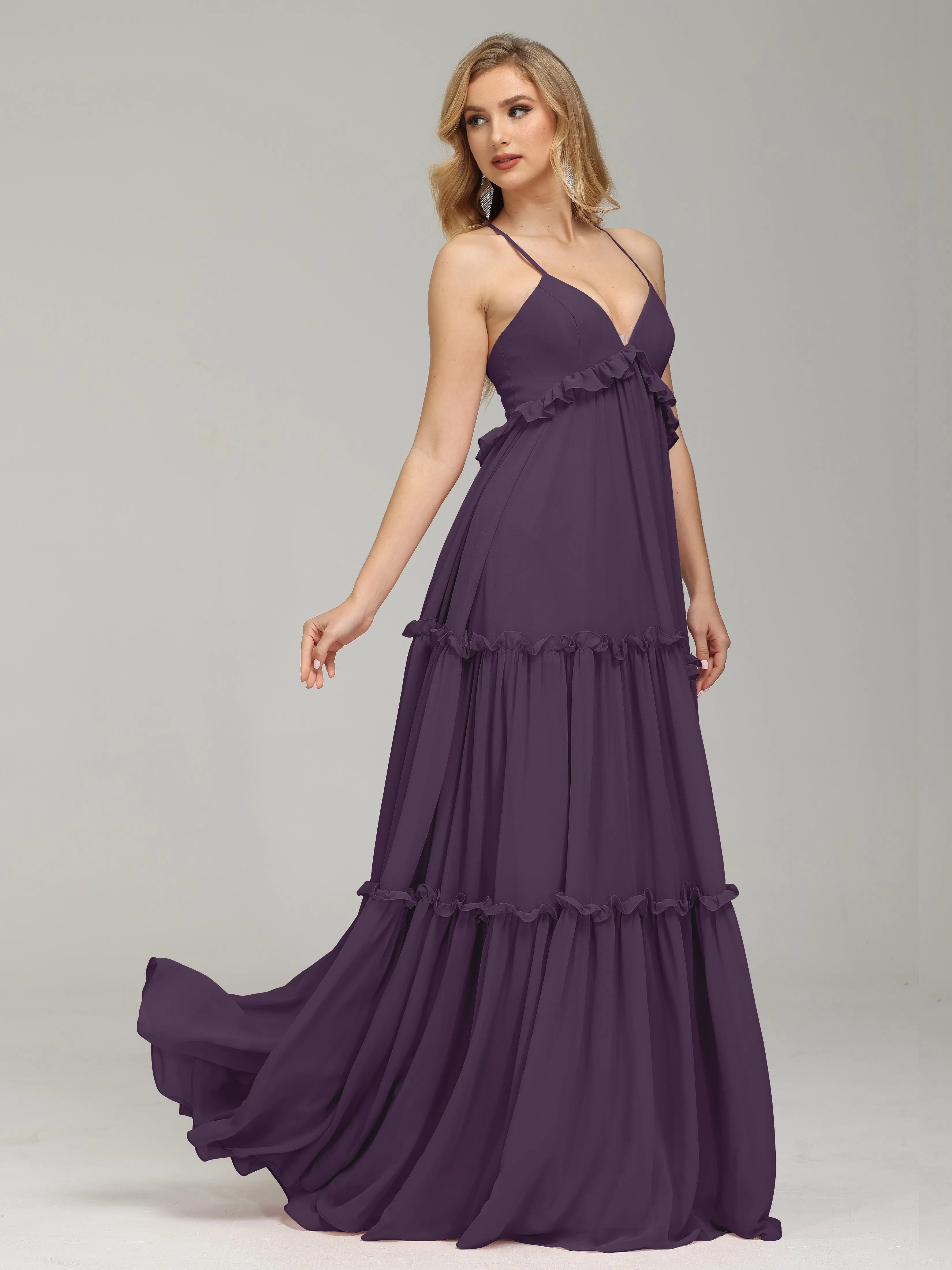 Amanda V-neck Empire Waist Prom Dress