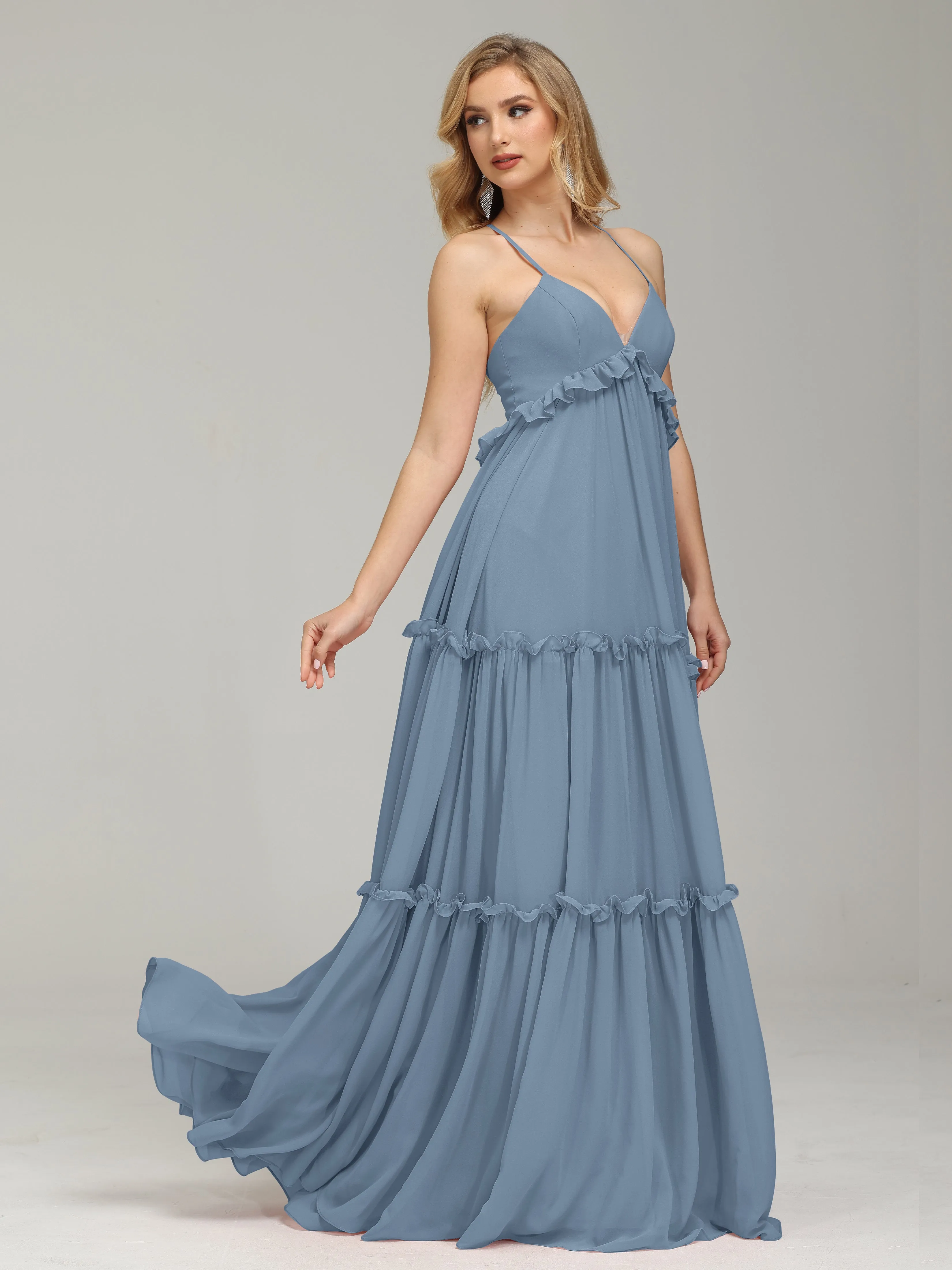 Amanda V-neck Empire Waist Prom Dress