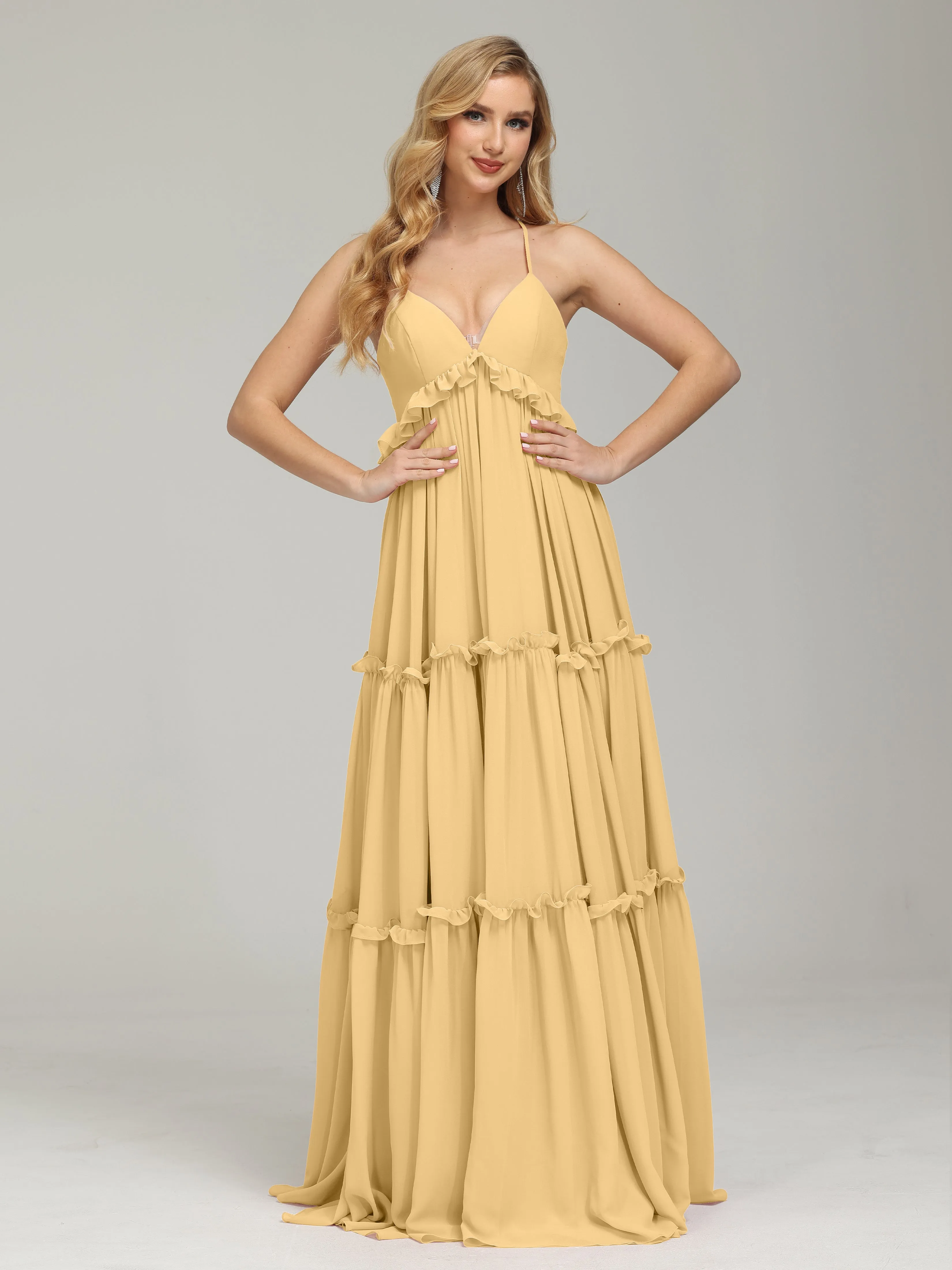 Amanda V-neck Empire Waist Prom Dress