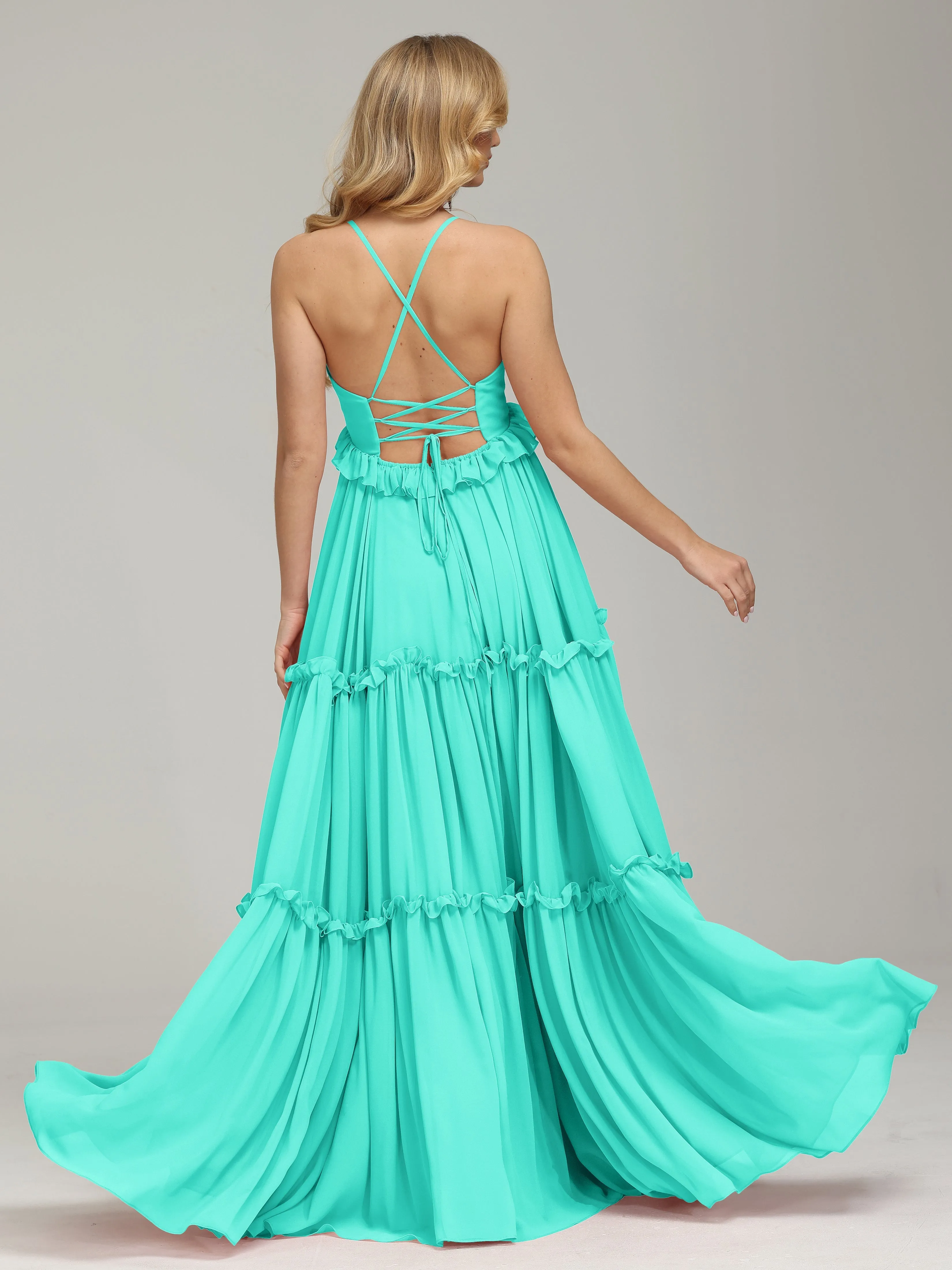 Amanda V-neck Empire Waist Prom Dress