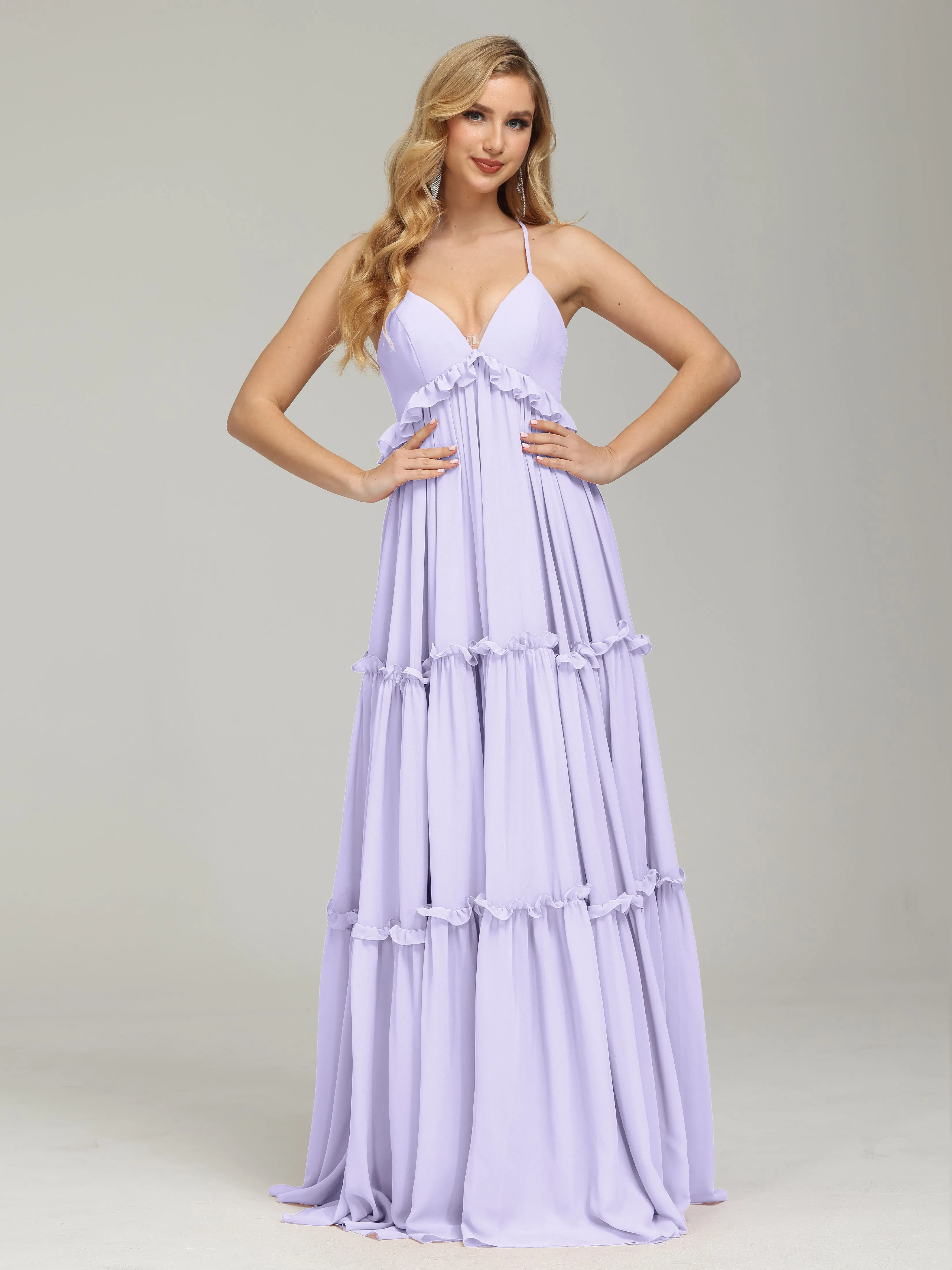 Amanda V-neck Empire Waist Prom Dress