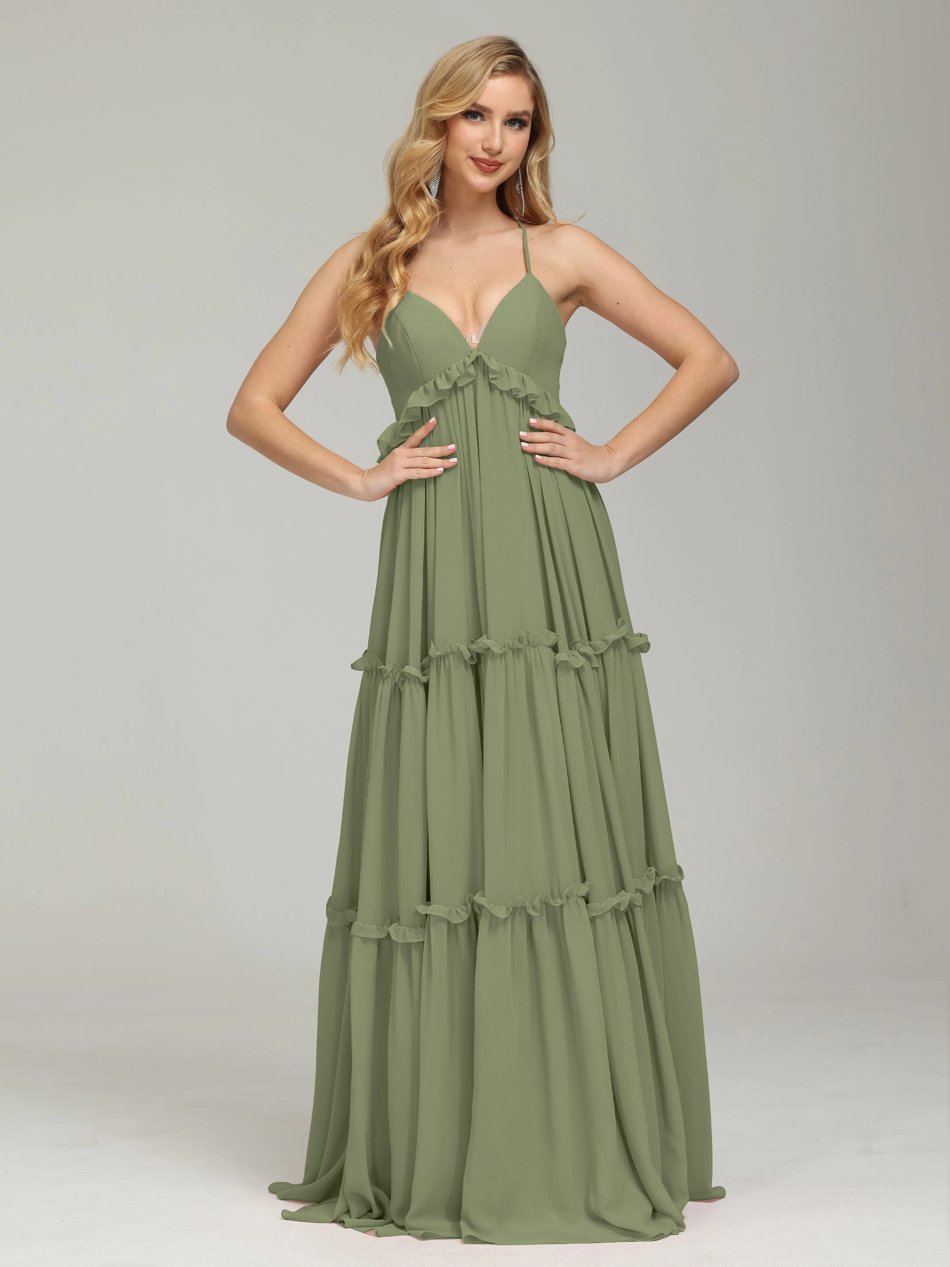 Amanda V-neck Empire Waist Prom Dress