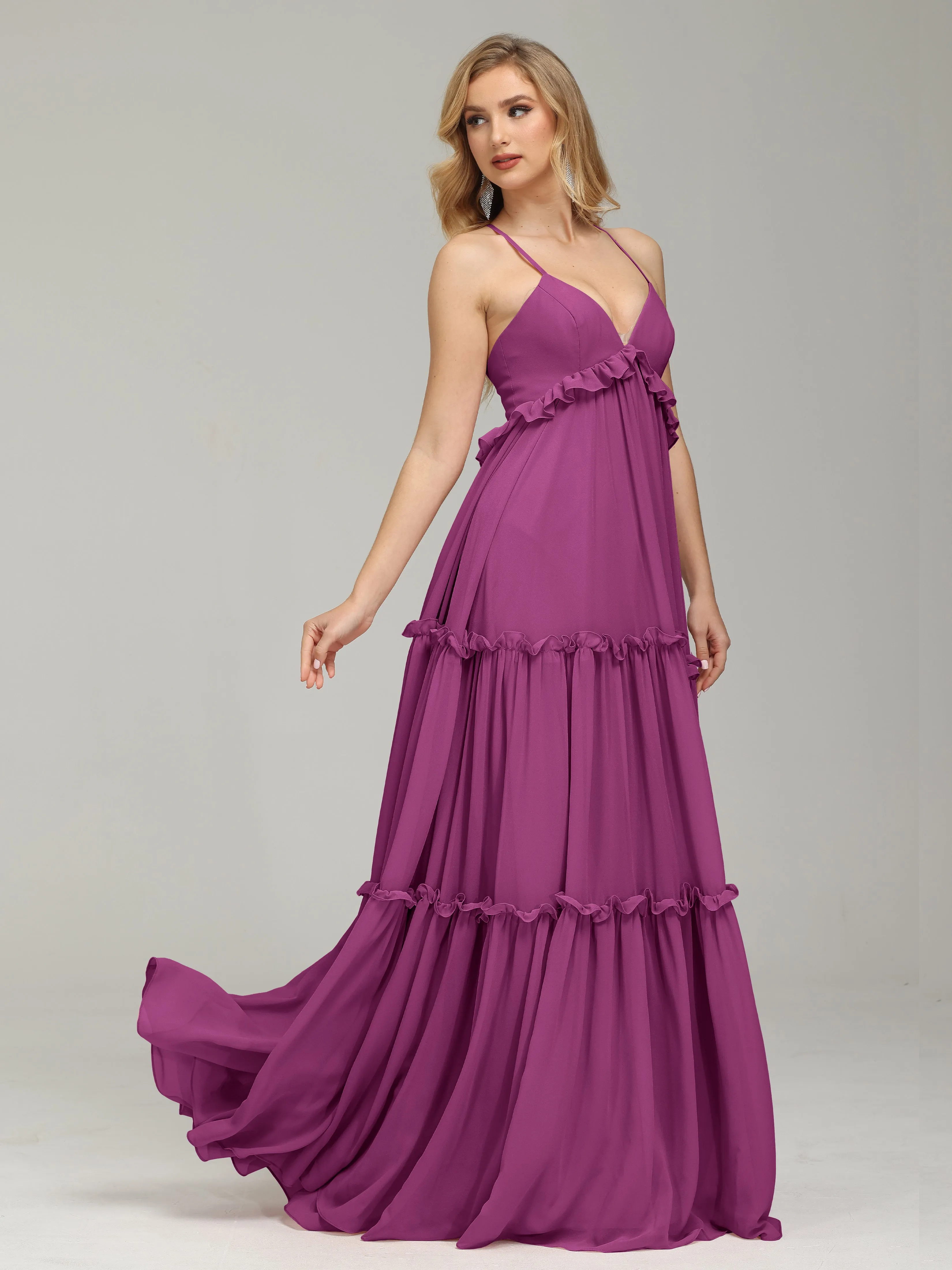 Amanda V-neck Empire Waist Prom Dress