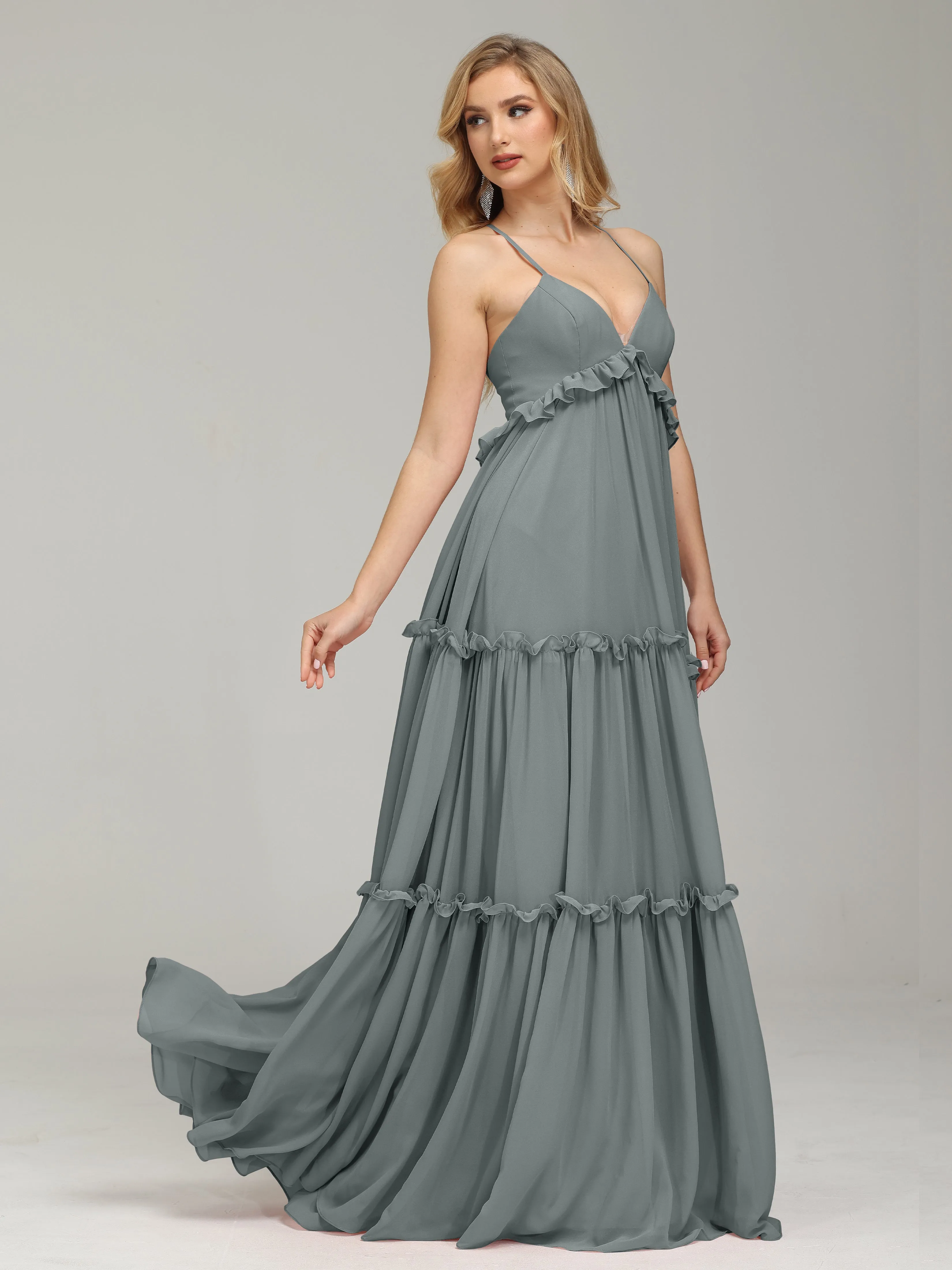 Amanda V-neck Empire Waist Prom Dress