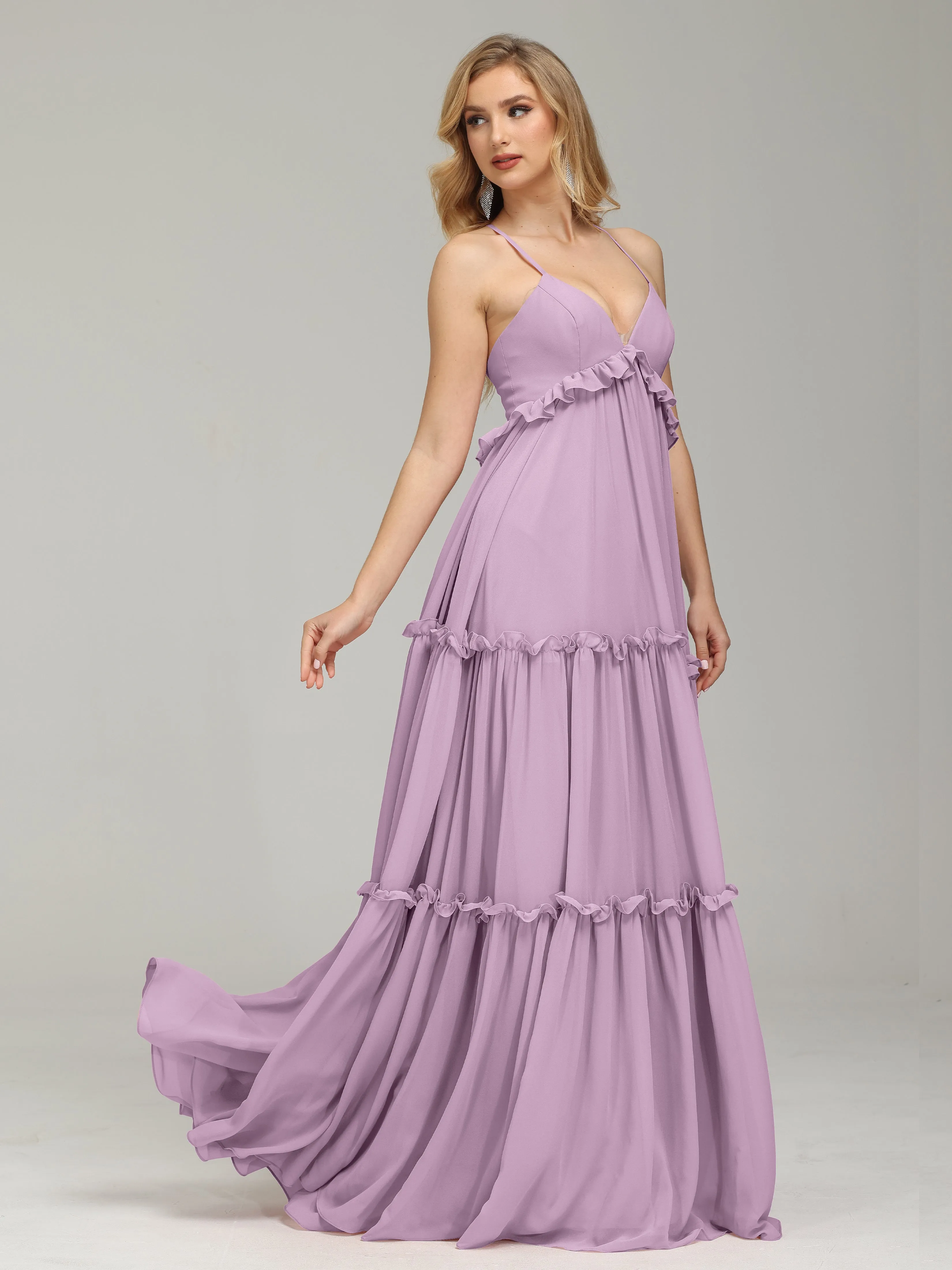 Amanda V-neck Empire Waist Prom Dress