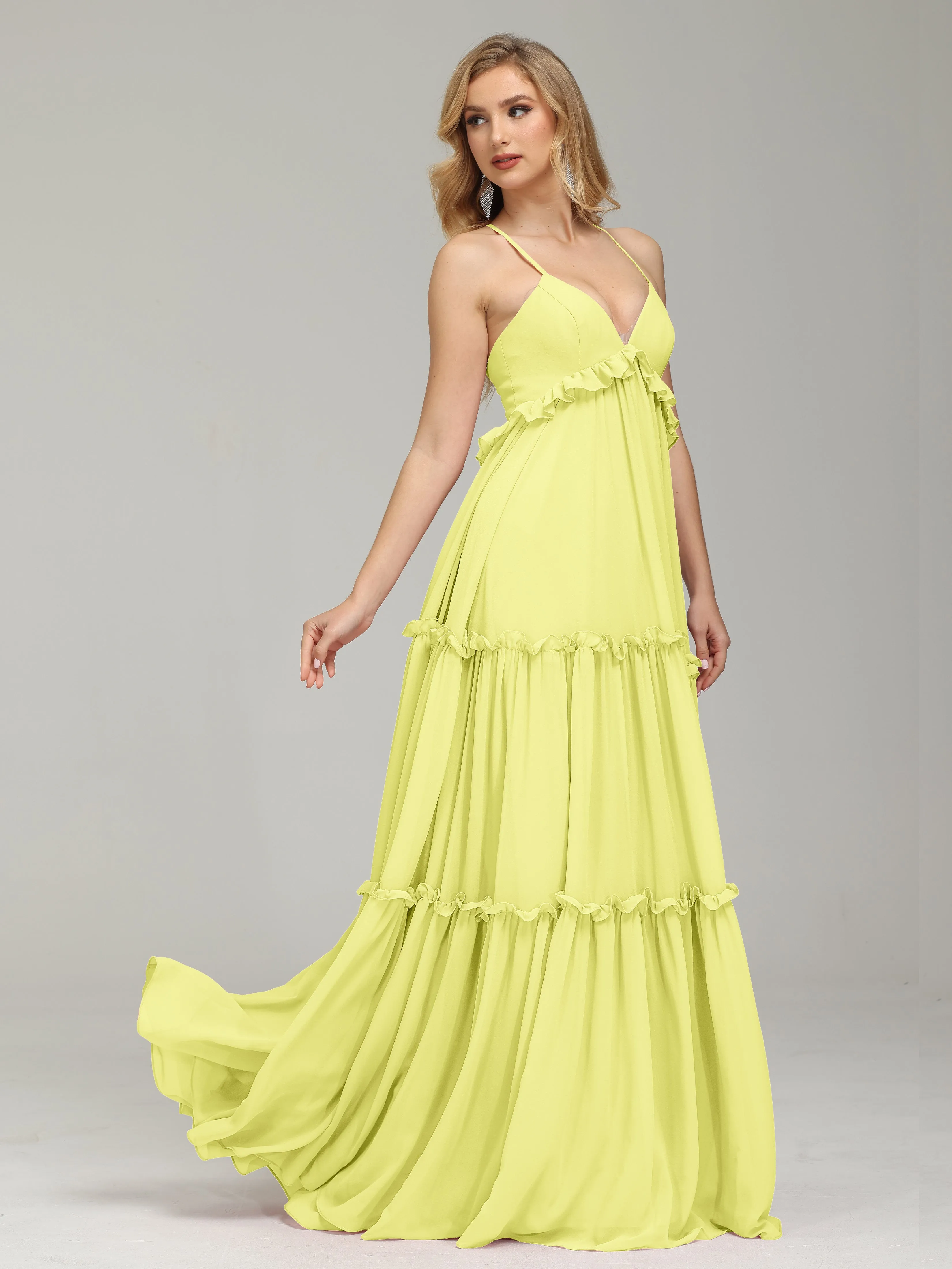 Amanda V-neck Empire Waist Prom Dress