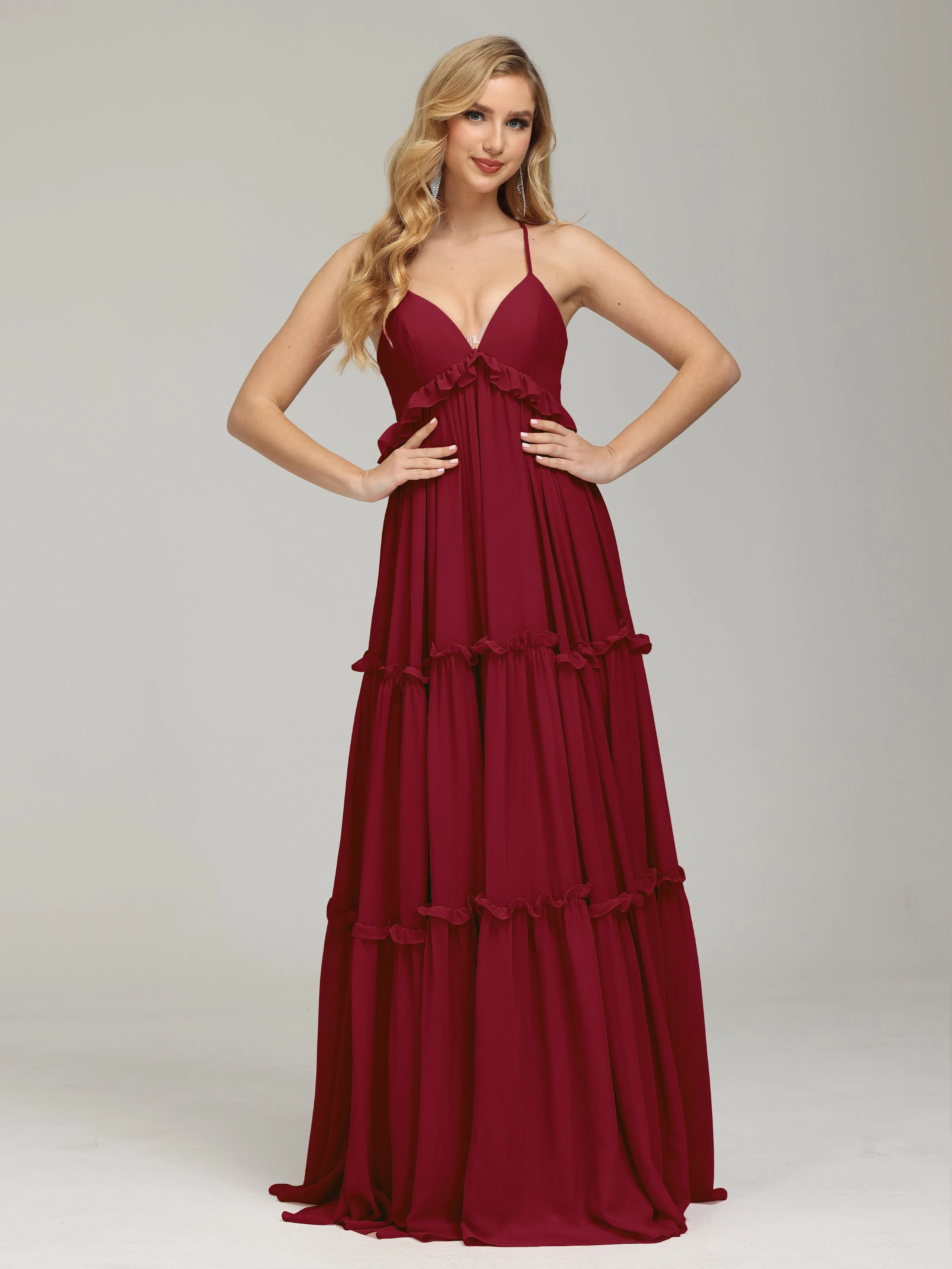 Amanda V-neck Empire Waist Prom Dress