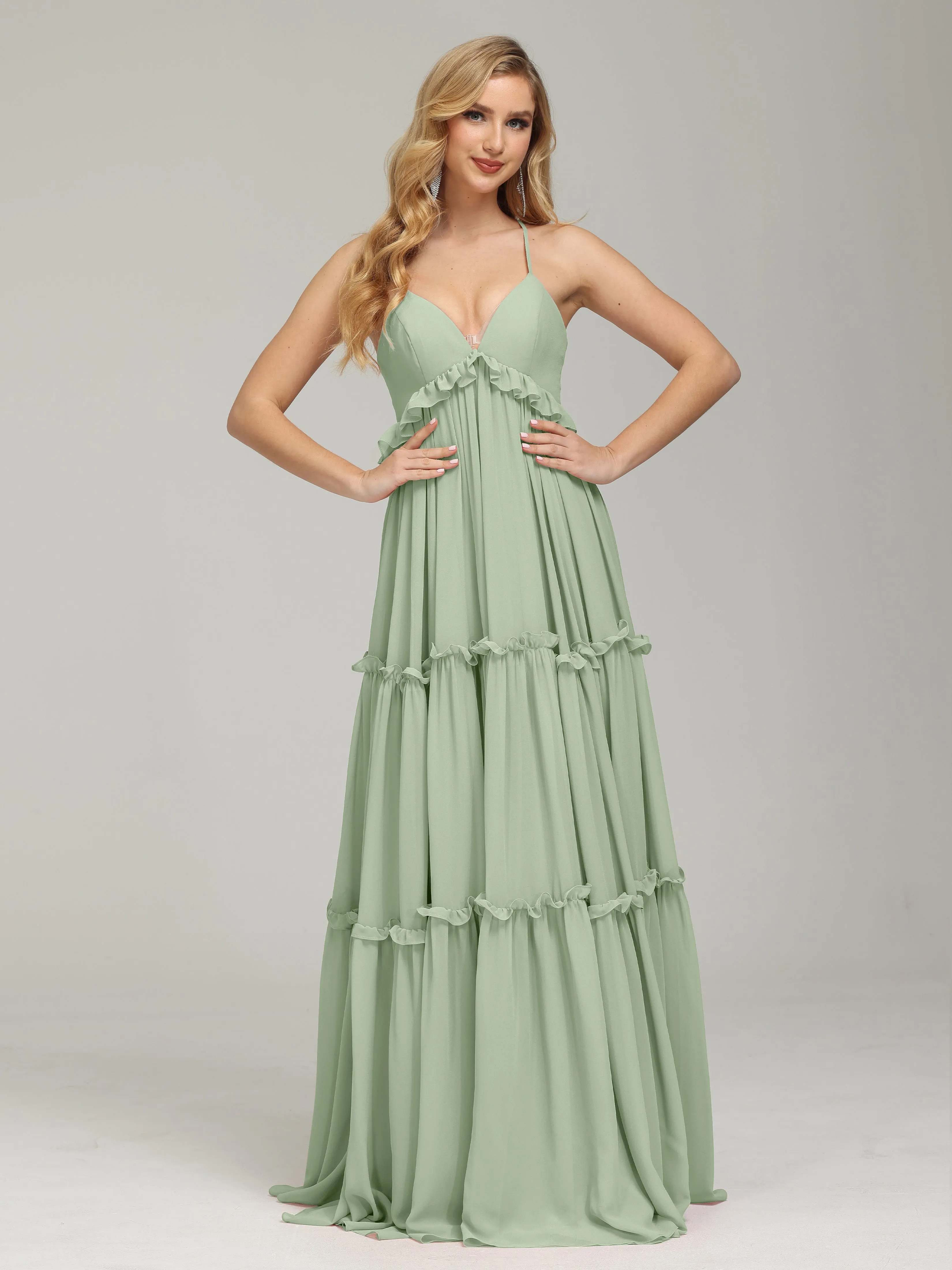 Amanda V-neck Empire Waist Prom Dress