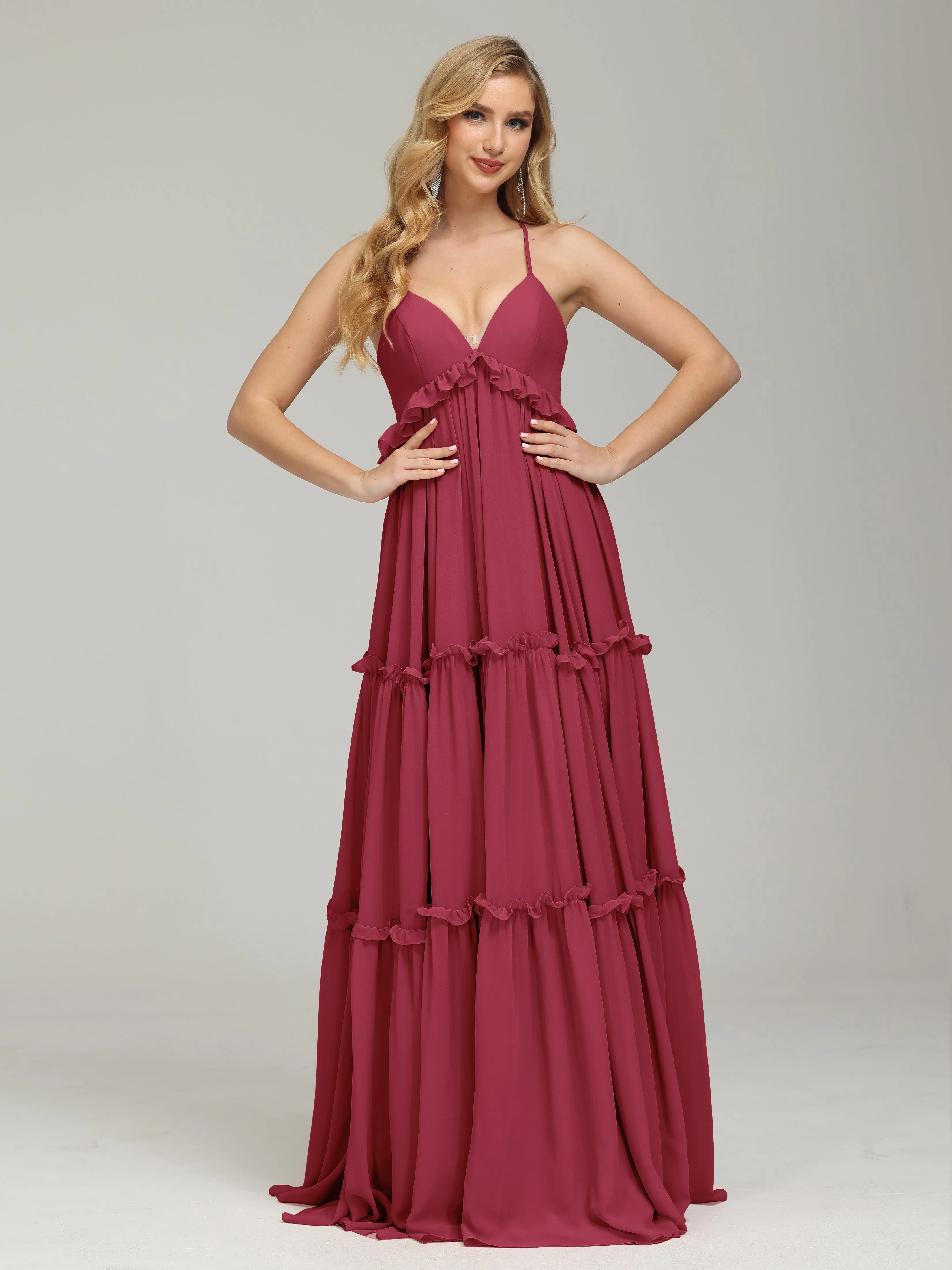 Amanda V-neck Empire Waist Prom Dress