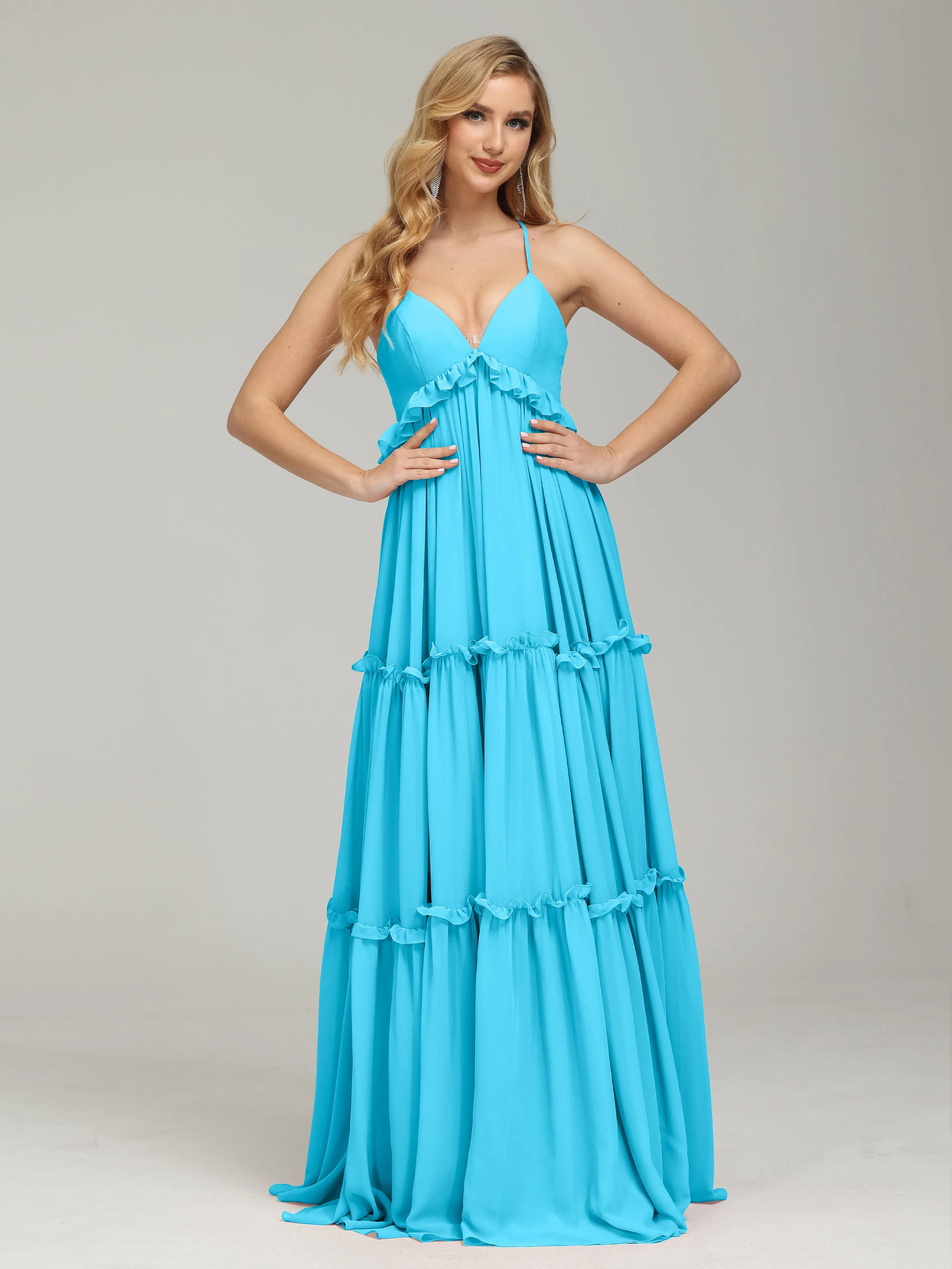 Amanda V-neck Empire Waist Prom Dress