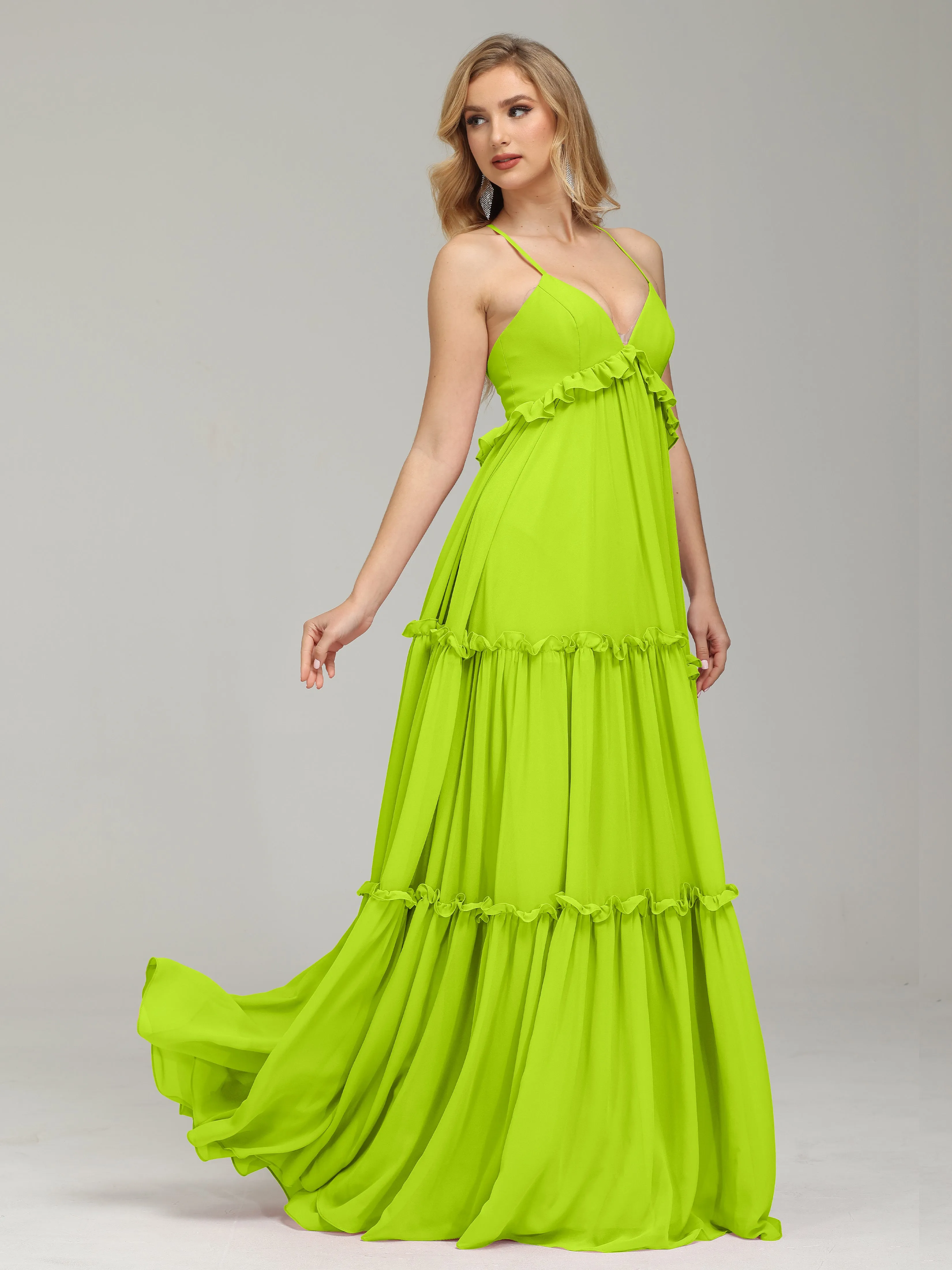 Amanda V-neck Empire Waist Prom Dress