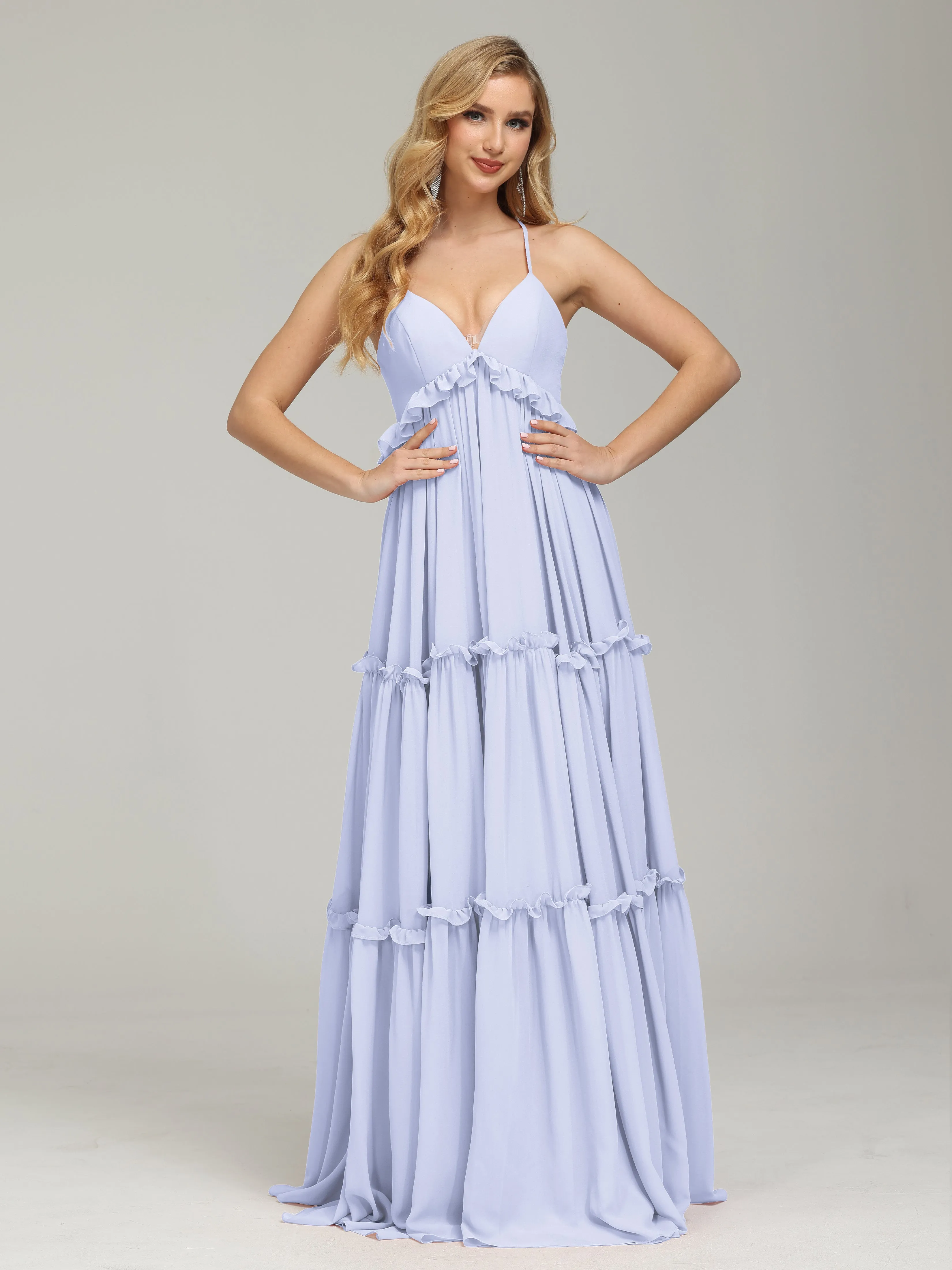 Amanda V-neck Empire Waist Prom Dress