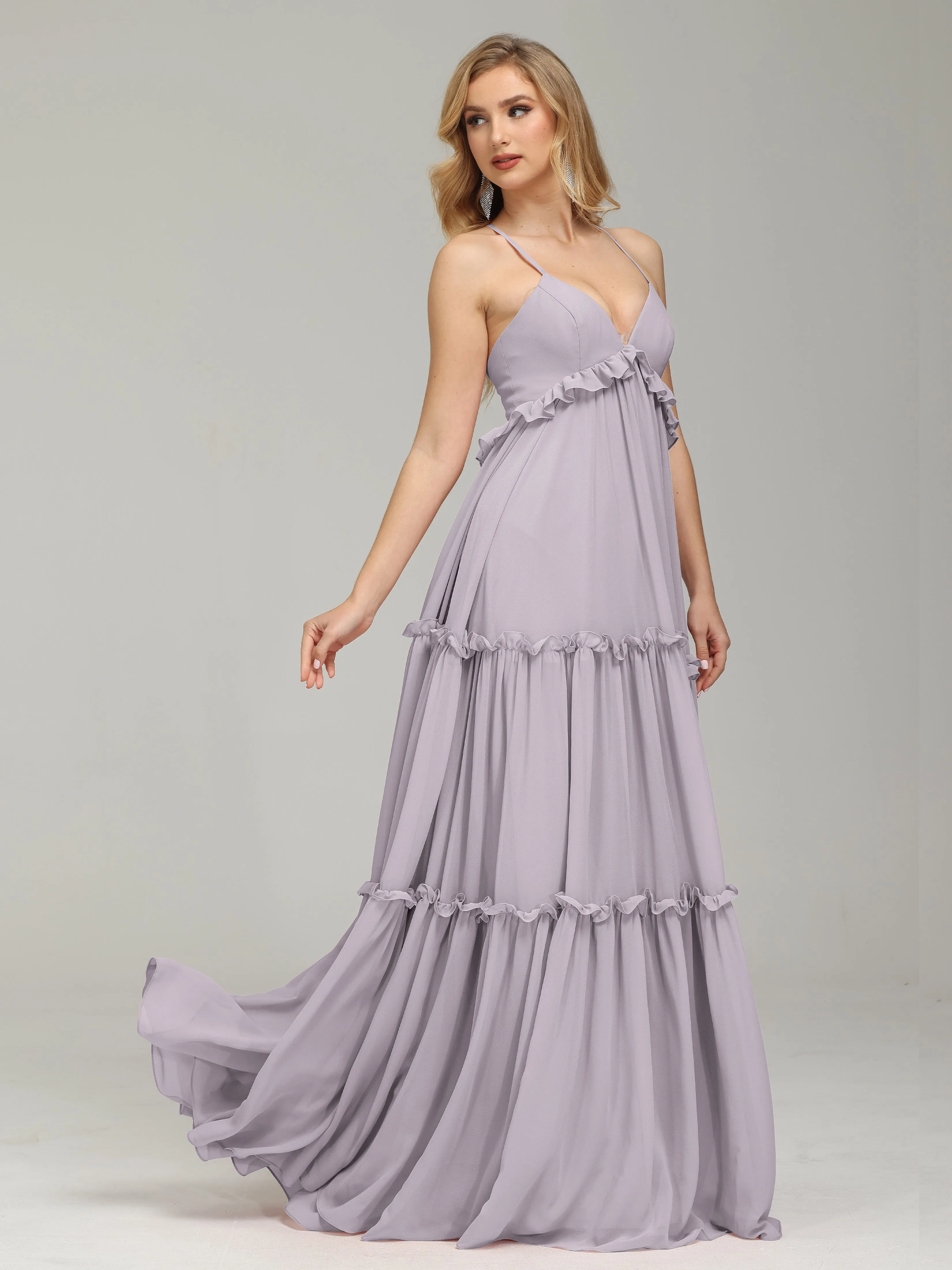 Amanda V-neck Empire Waist Prom Dress