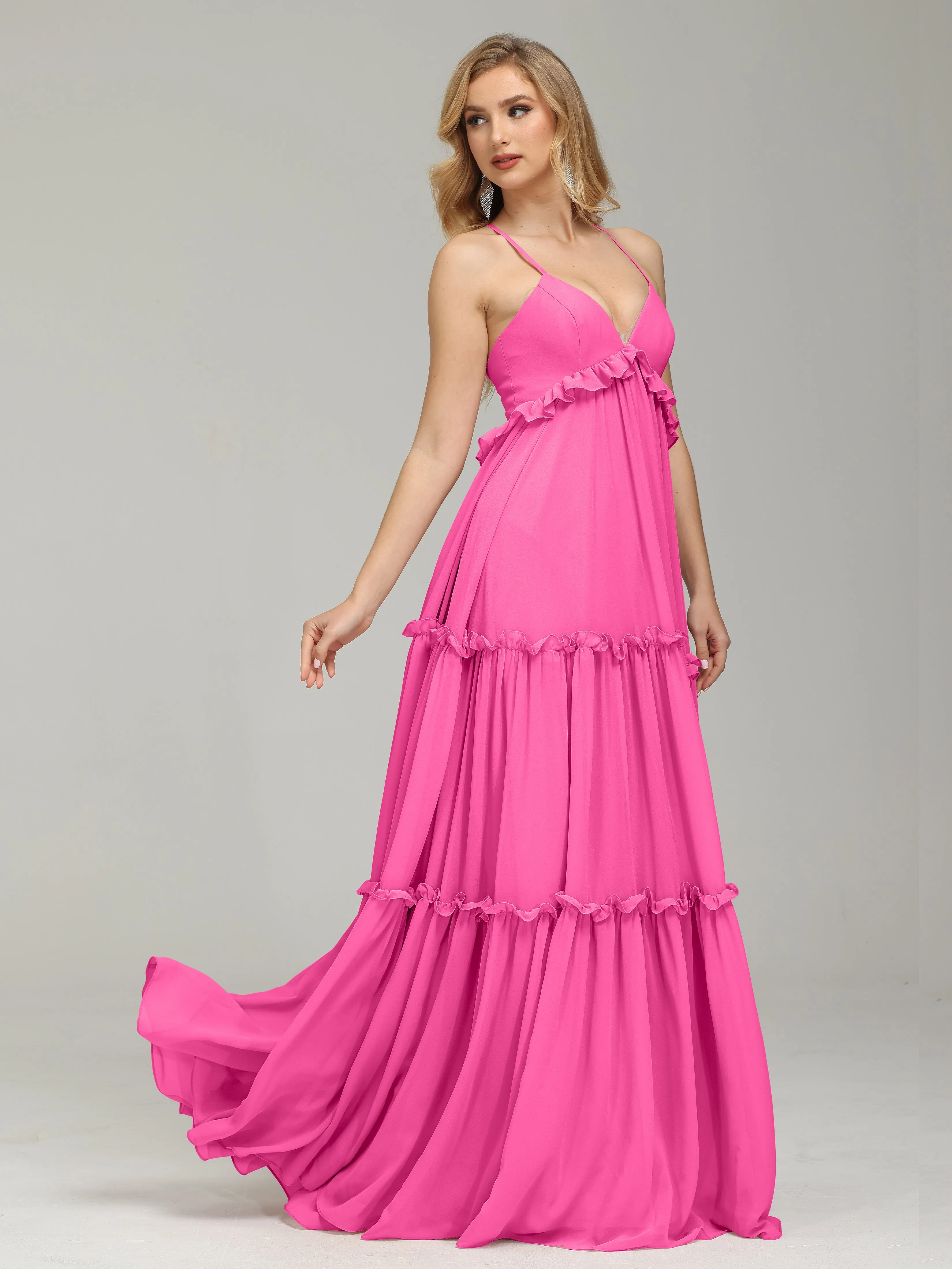 Amanda V-neck Empire Waist Prom Dress