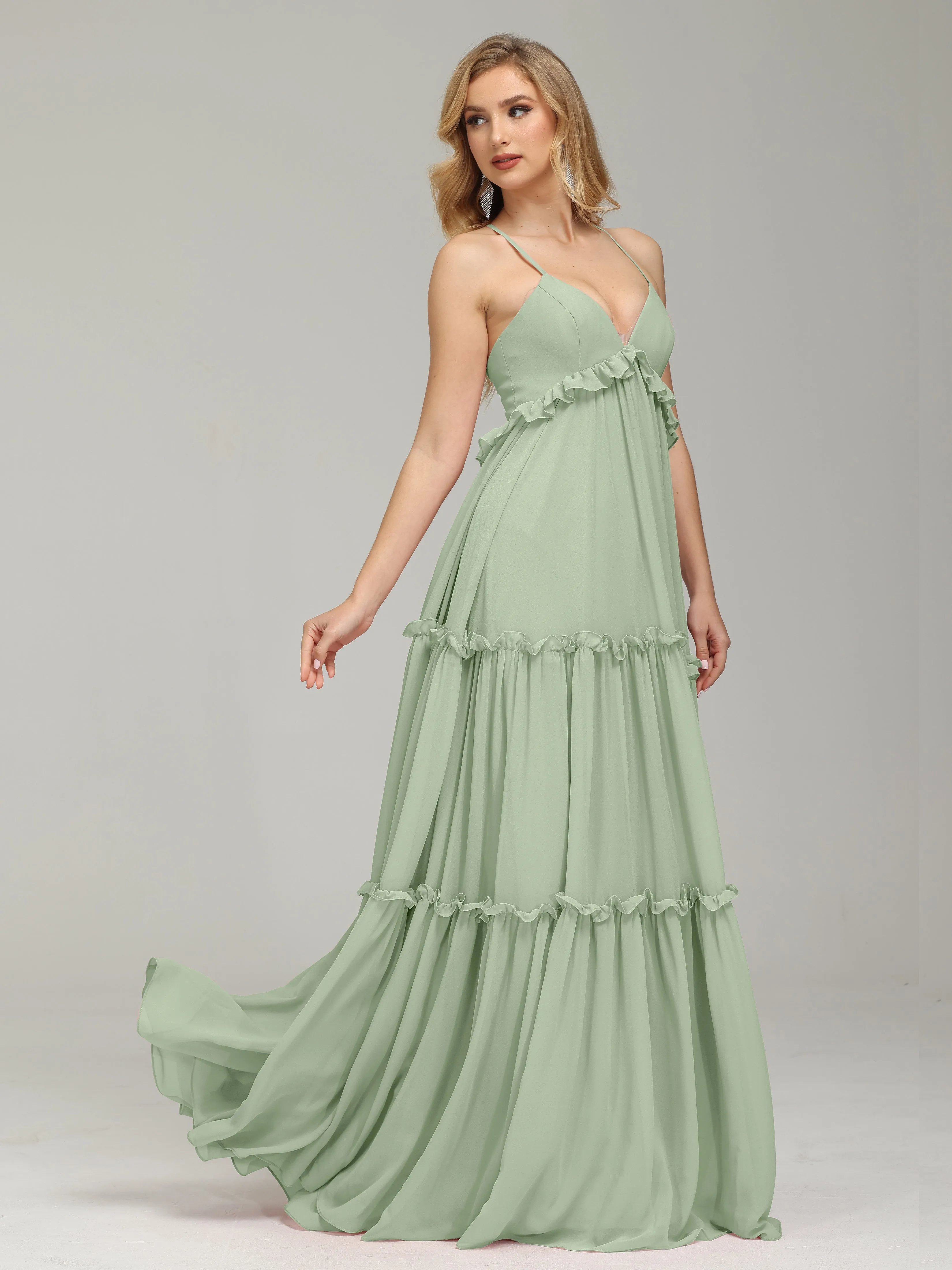 Amanda V-neck Empire Waist Prom Dress