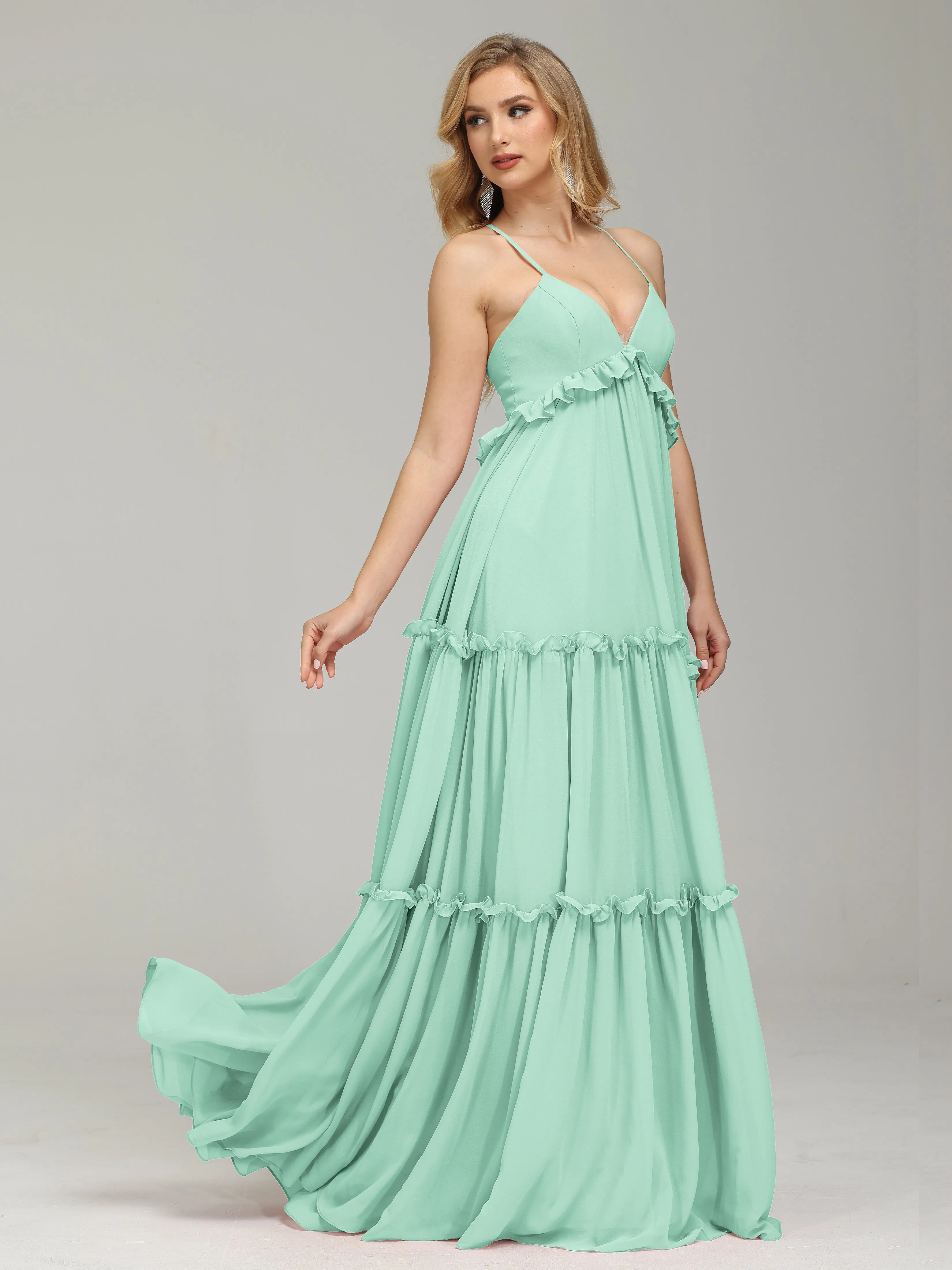 Amanda V-neck Empire Waist Prom Dress