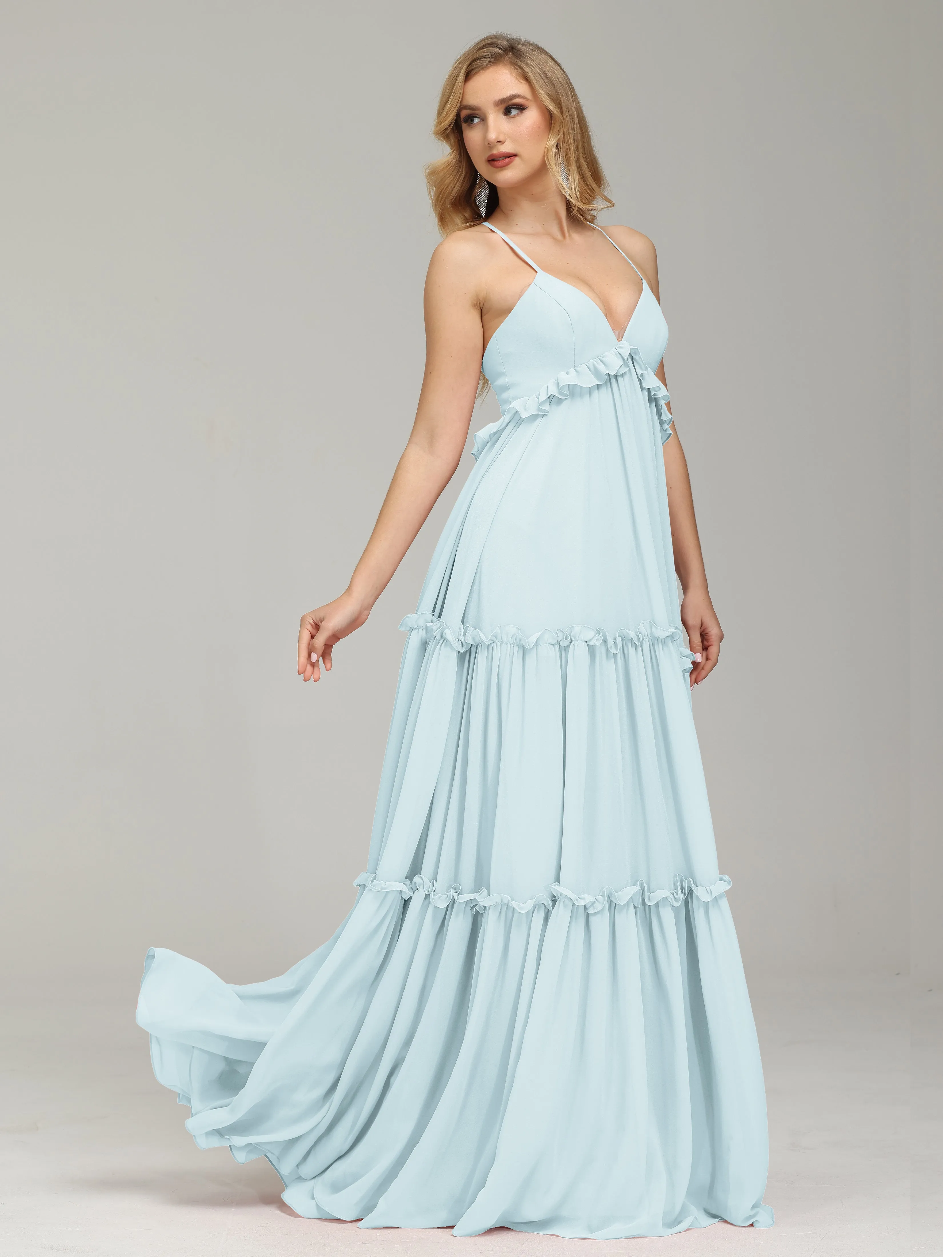 Amanda V-neck Empire Waist Prom Dress