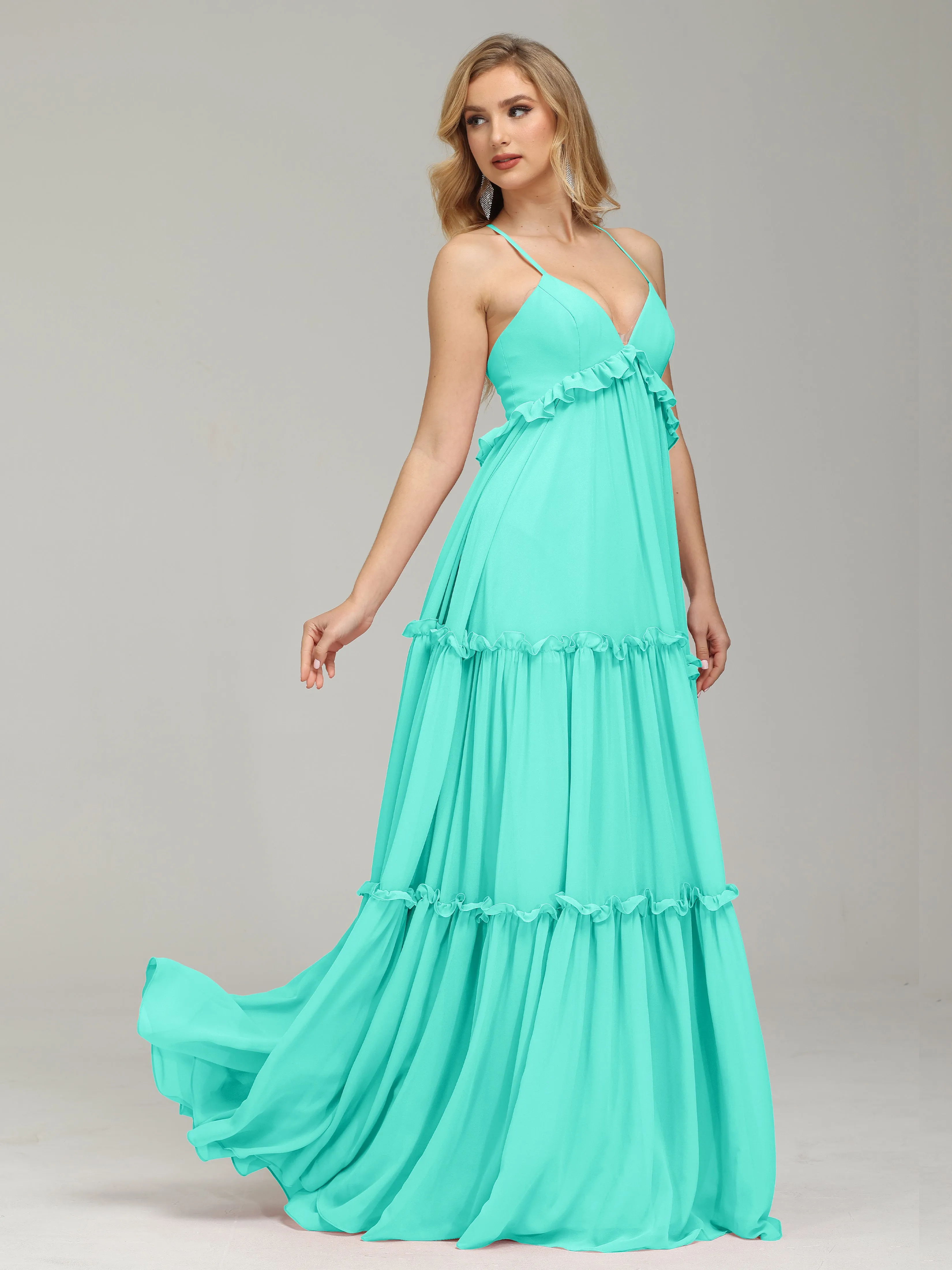 Amanda V-neck Empire Waist Prom Dress